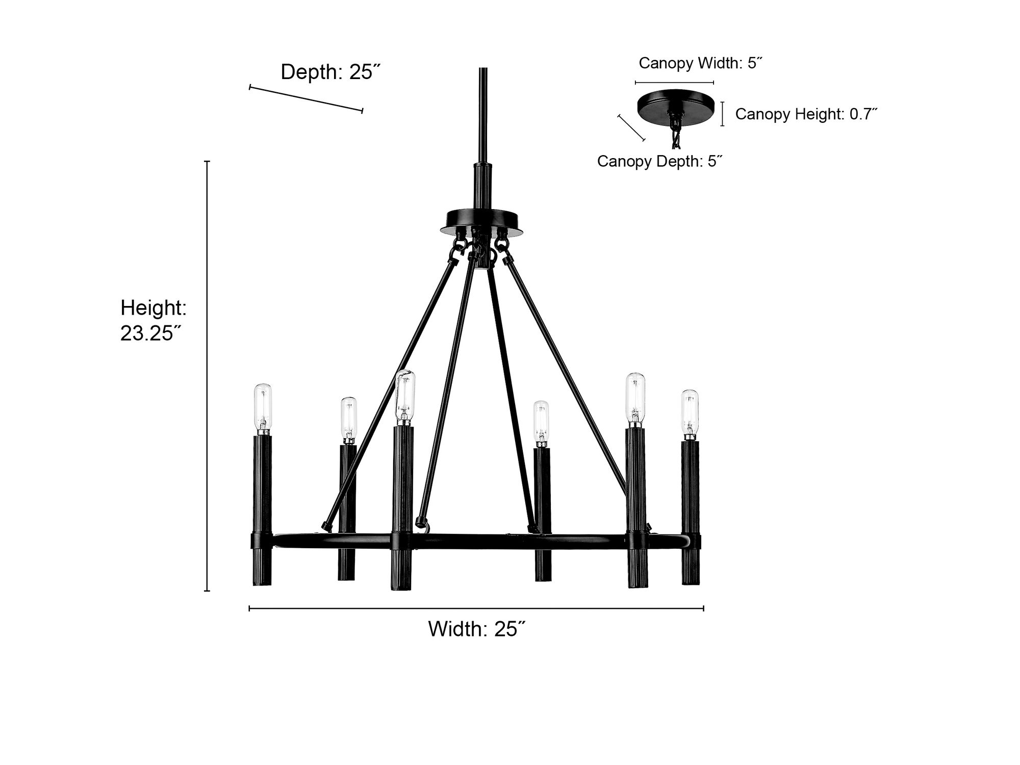 Image 7 Millennium Skyva 6-Light 25" Matte Black Chandelier more views