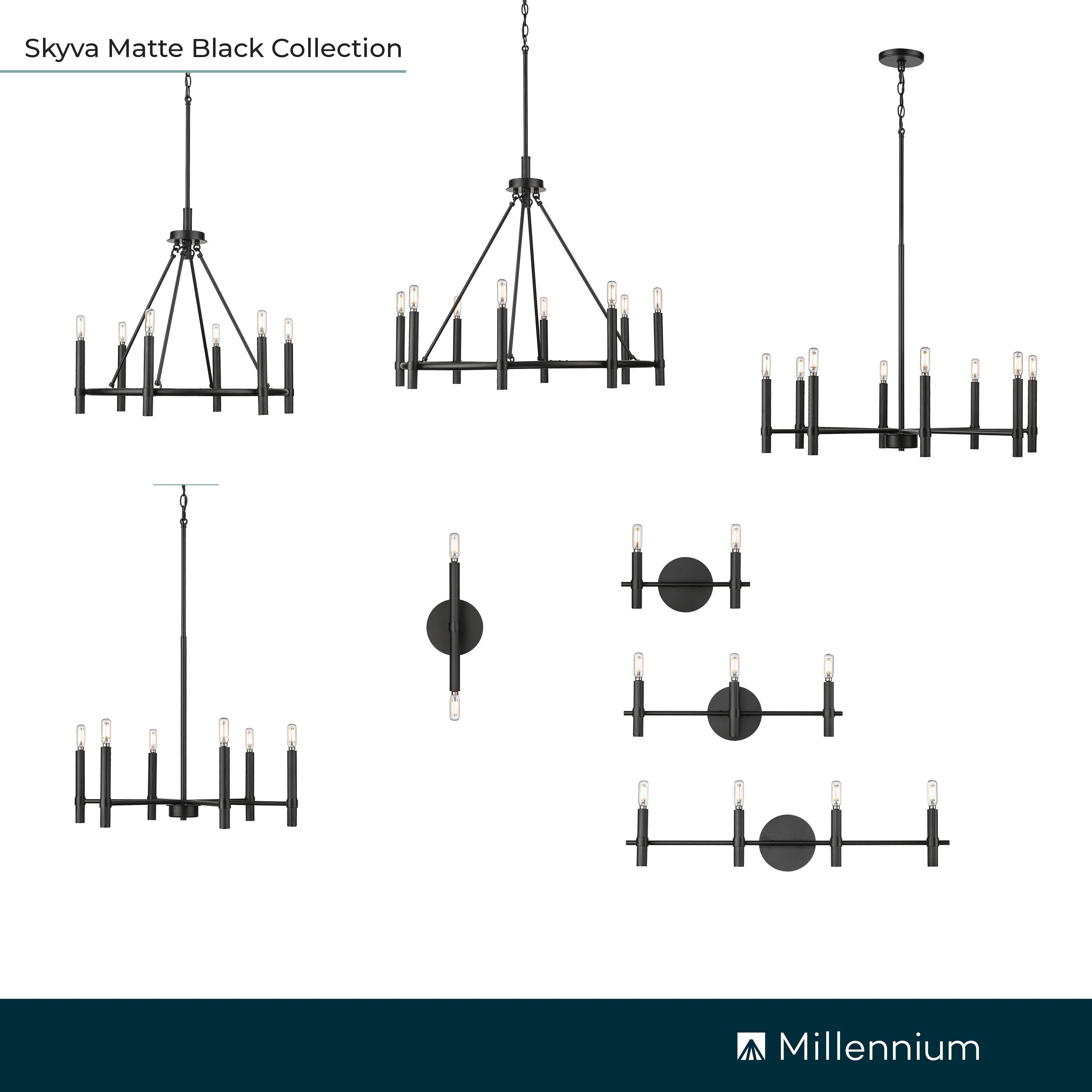 Millennium Skyva 6-Light 25" Matte Black Chandelier