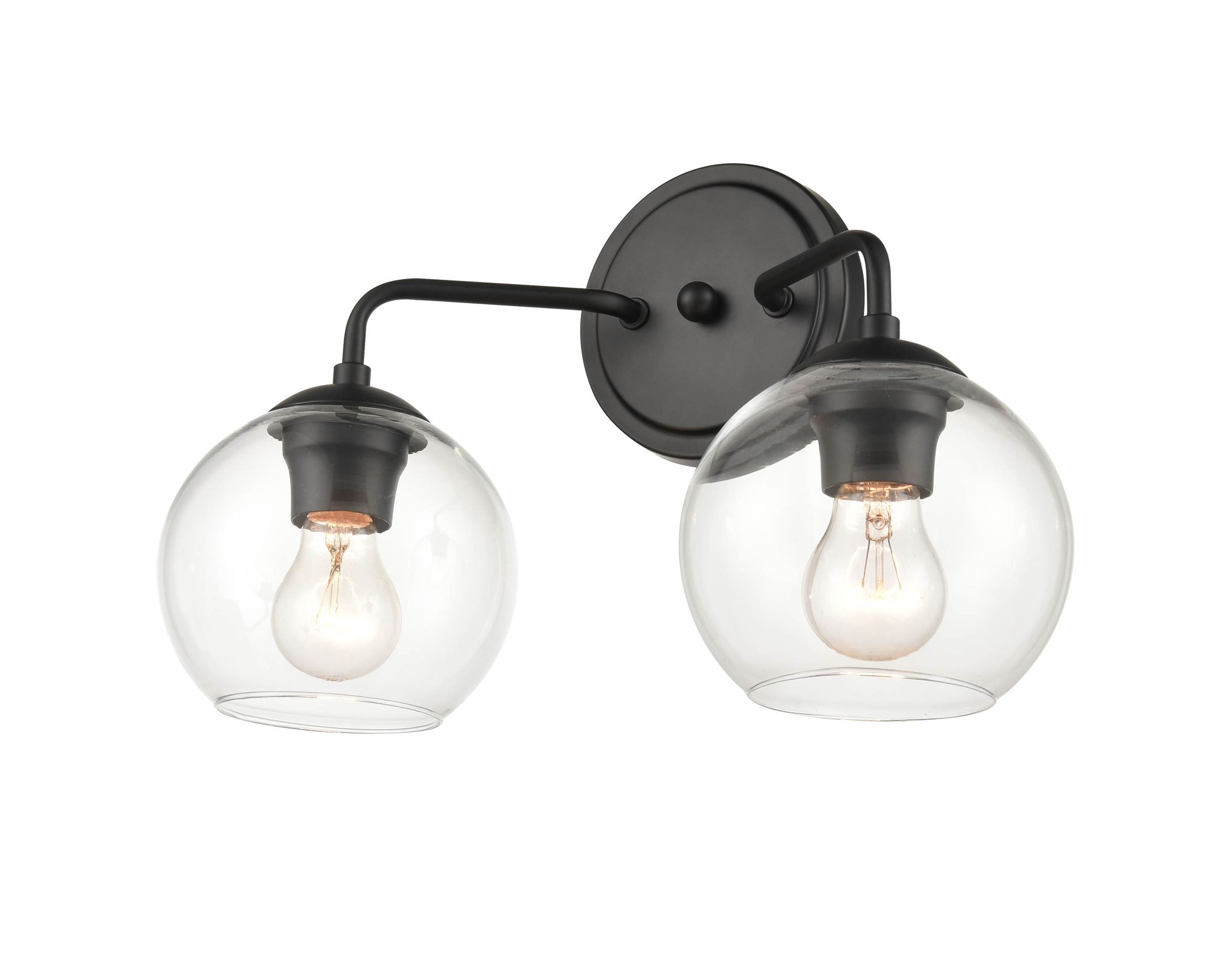 Image 2 Millennium Solmer 2-Light 16" Matte Black Vanity Light with Glass Shade more views