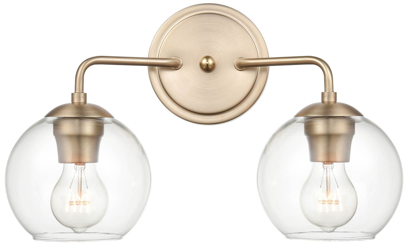 Millennium Solmer 2-Light 16" Modern Gold Vanity Light with Glass Shade