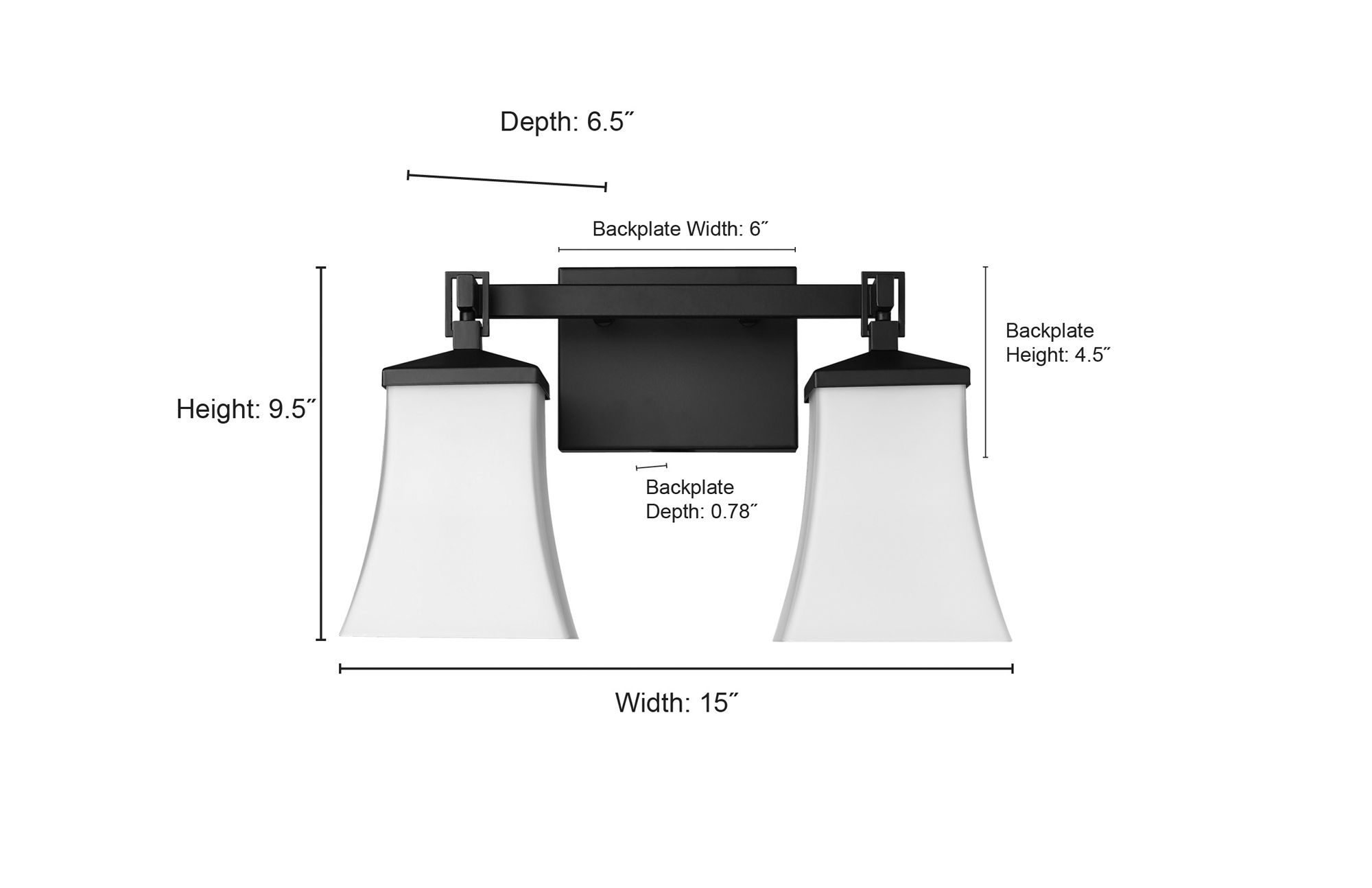 Millennium Sonorra 2-Light 15" Matte Black Vanity Light