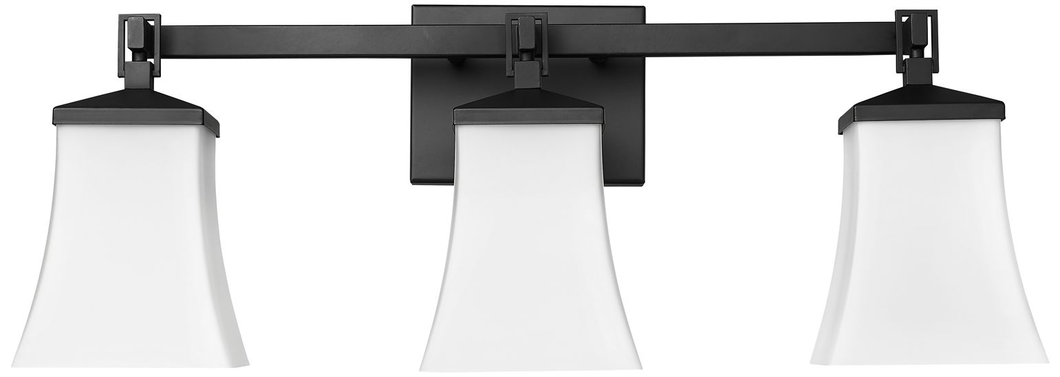 Thumbnail2 of Millennium Sonorra 3-Light 24" Matte Black Vanity Light with Glass Shade