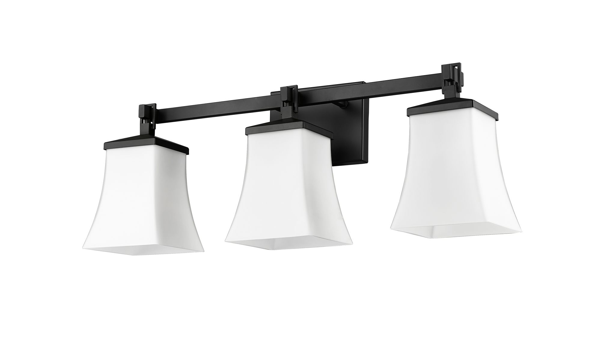 Millennium Sonorra 3-Light 24" Matte Black Vanity Light with Glass Shade