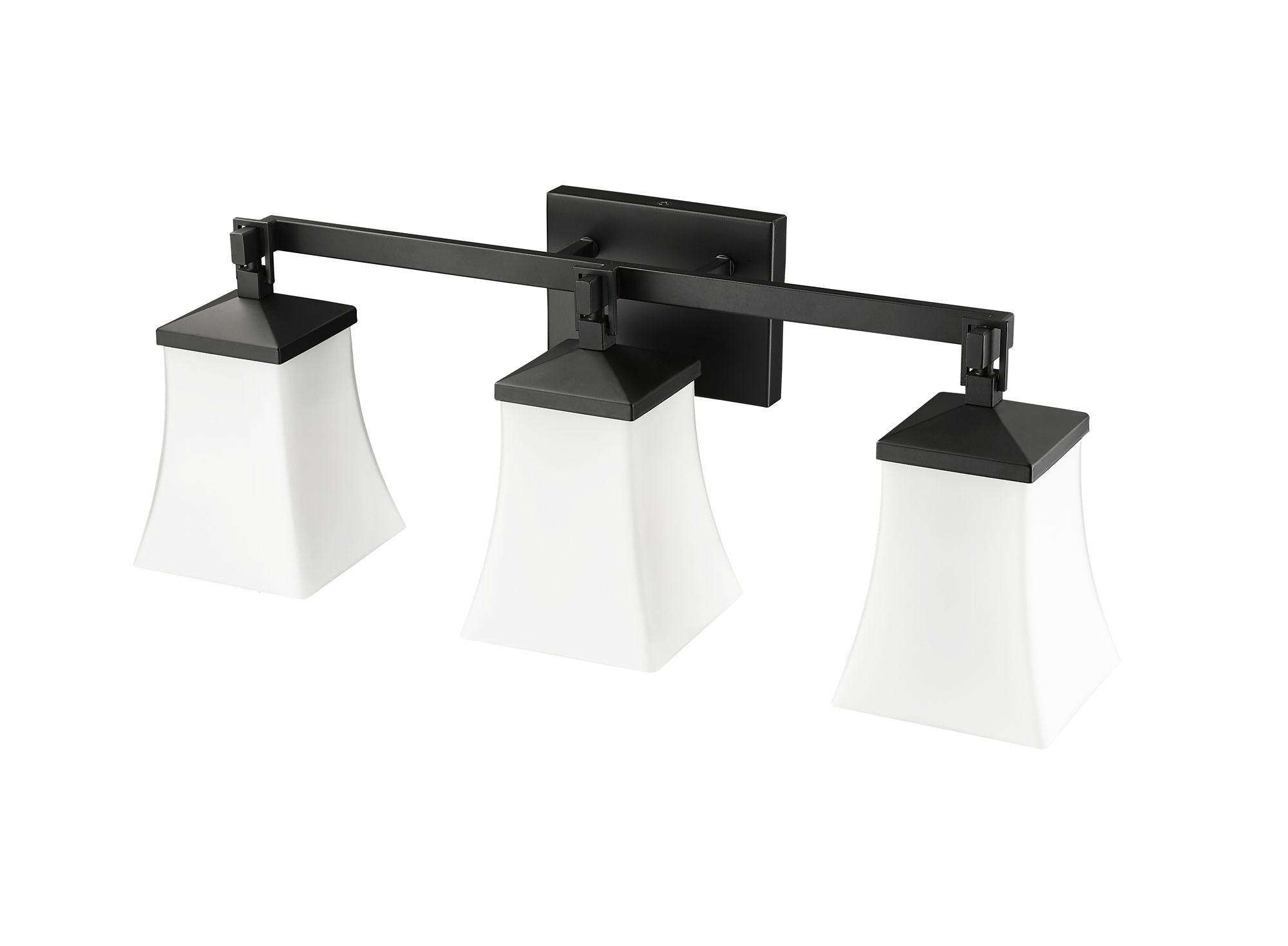 Millennium Sonorra 3-Light 24" Matte Black Vanity Light with Glass Shade
