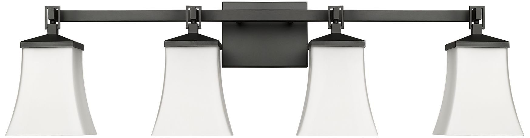 Millennium Sonorra 4-Light 33.25" Matte Black Vanity Light with Glass Shade