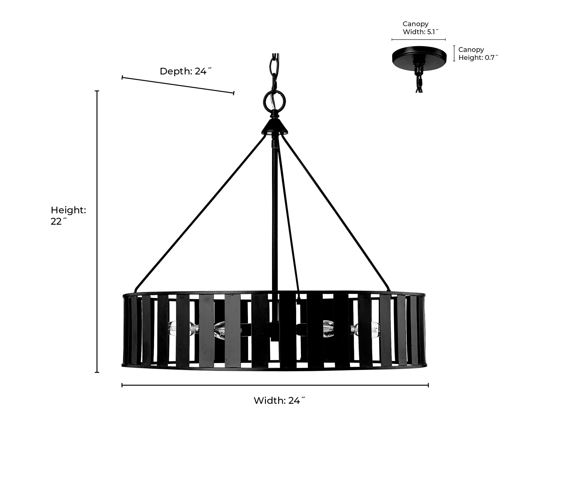 Image 7 Millennium Stella 6-Light 24" Matte Black Chandelier more views