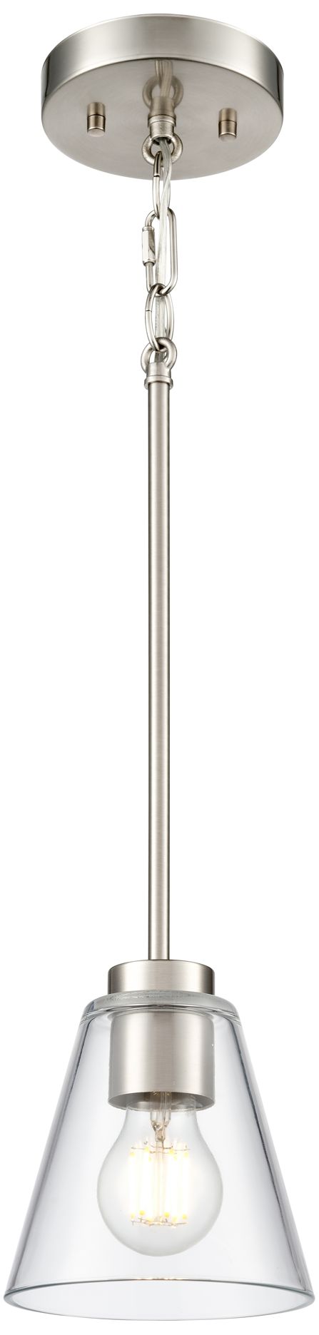 Millennium Strayhan 1-Light 5.75" Brushed Nickel Pendant with Glass Sh
