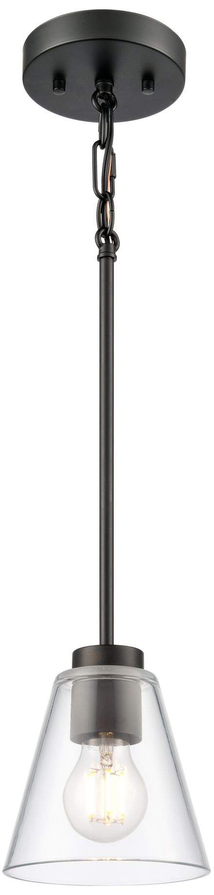 Millennium Strayhan 1-Light 5.75" Matte Black Pendant with Glass Shade