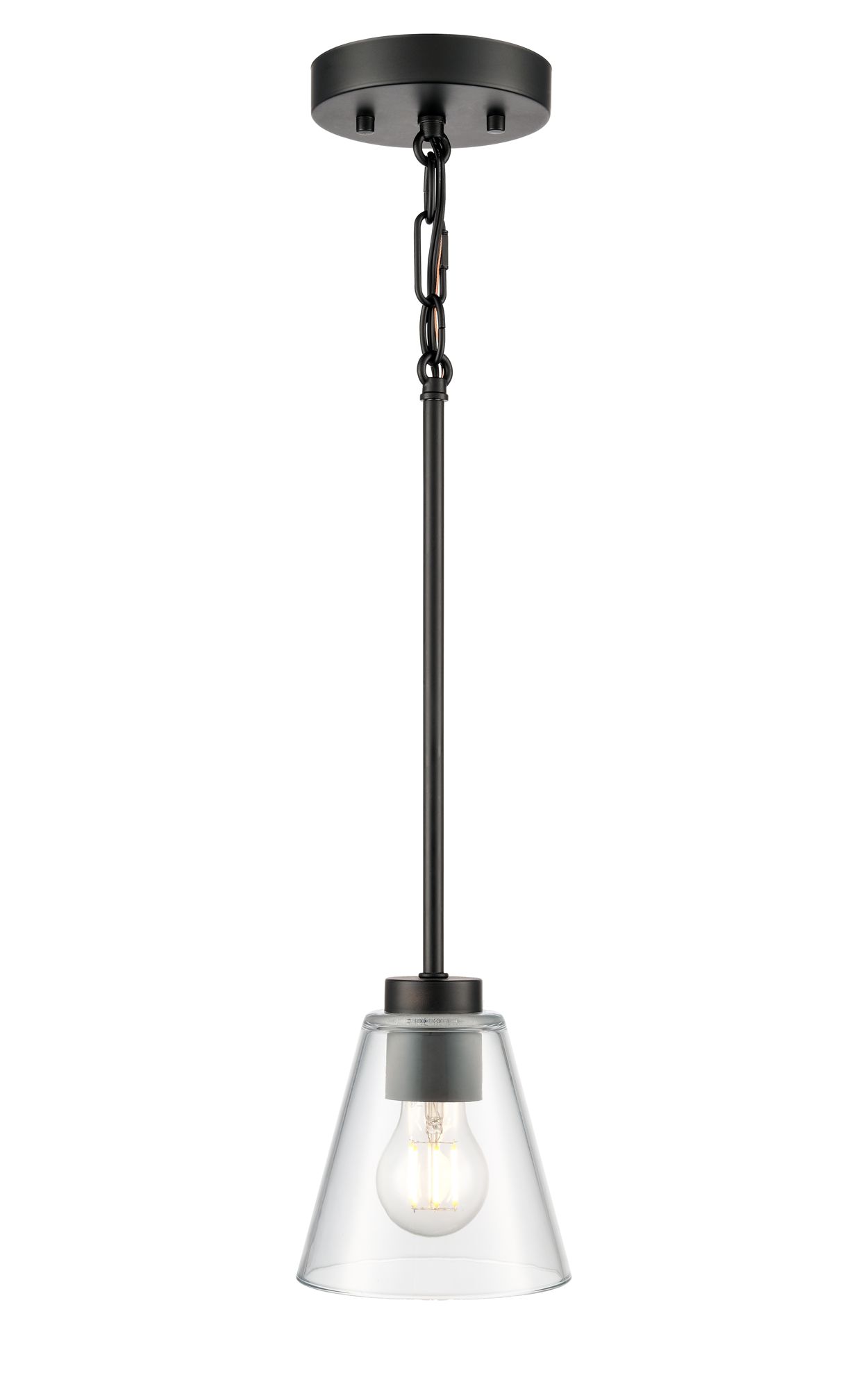 Image 3 Millennium Strayhan 1-Light 5.75" Matte Black Pendant with Glass Shade more views