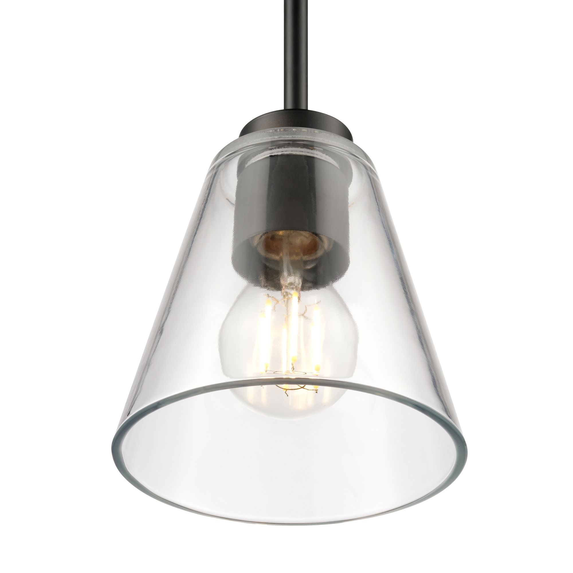 Image 4 Millennium Strayhan 1-Light 5.75" Matte Black Pendant with Glass Shade more views