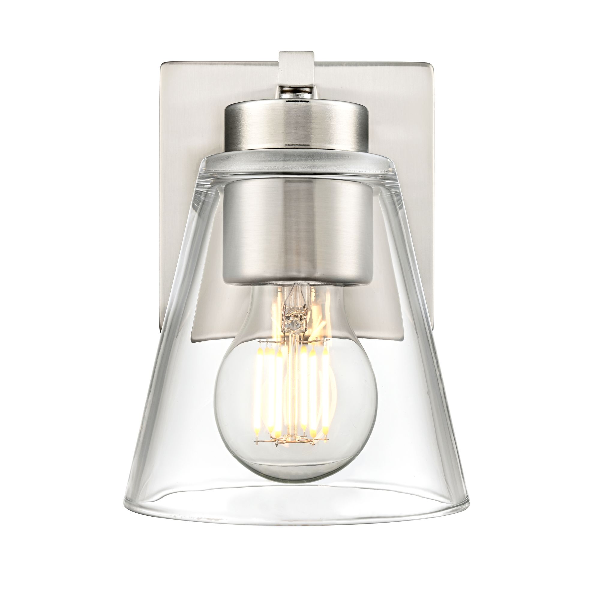 Image 3 Millennium Strayhan 1-Light 5" Brushed Nickel Wall Sconce with Glass Shade more views