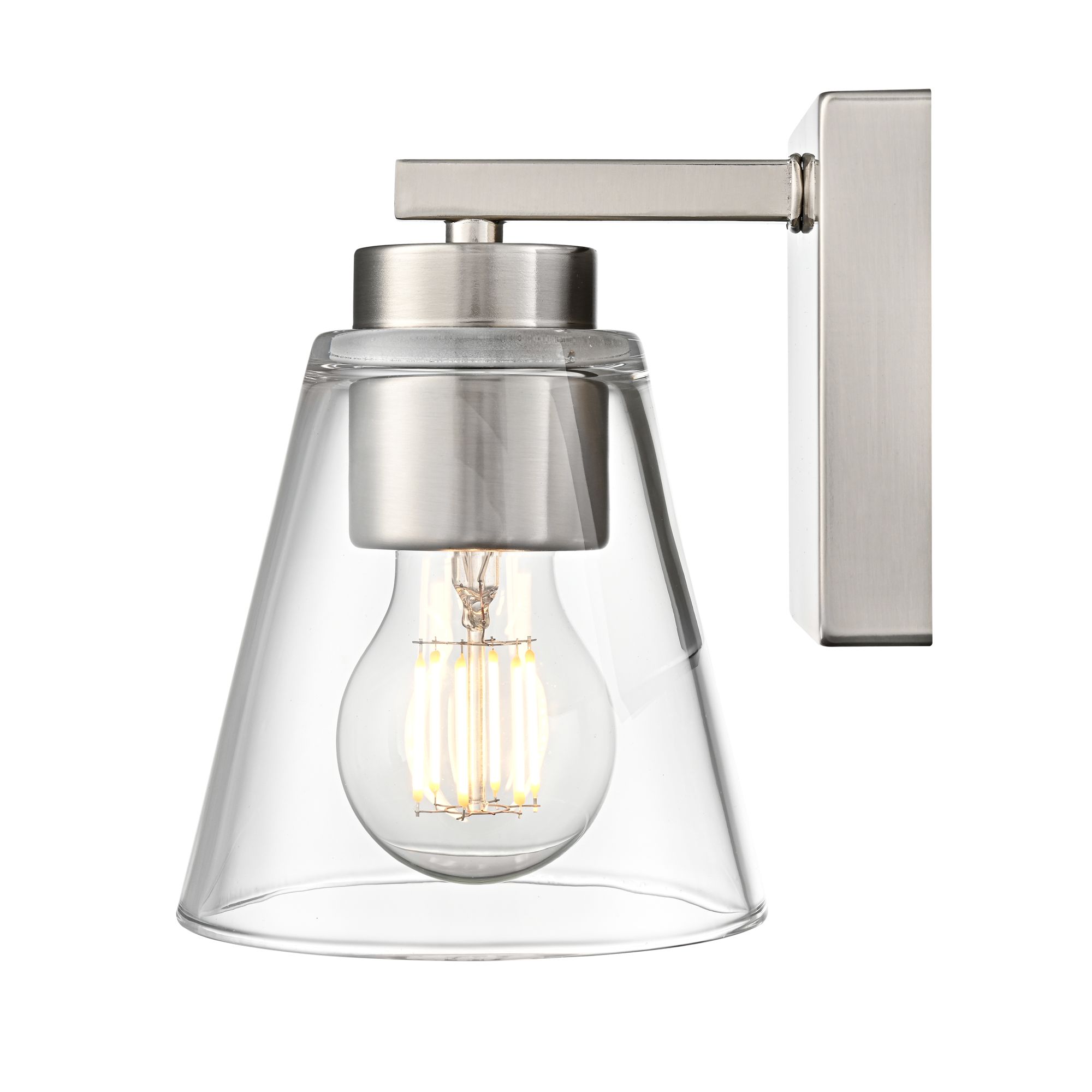 Image 4 Millennium Strayhan 1-Light 5" Brushed Nickel Wall Sconce with Glass Shade more views