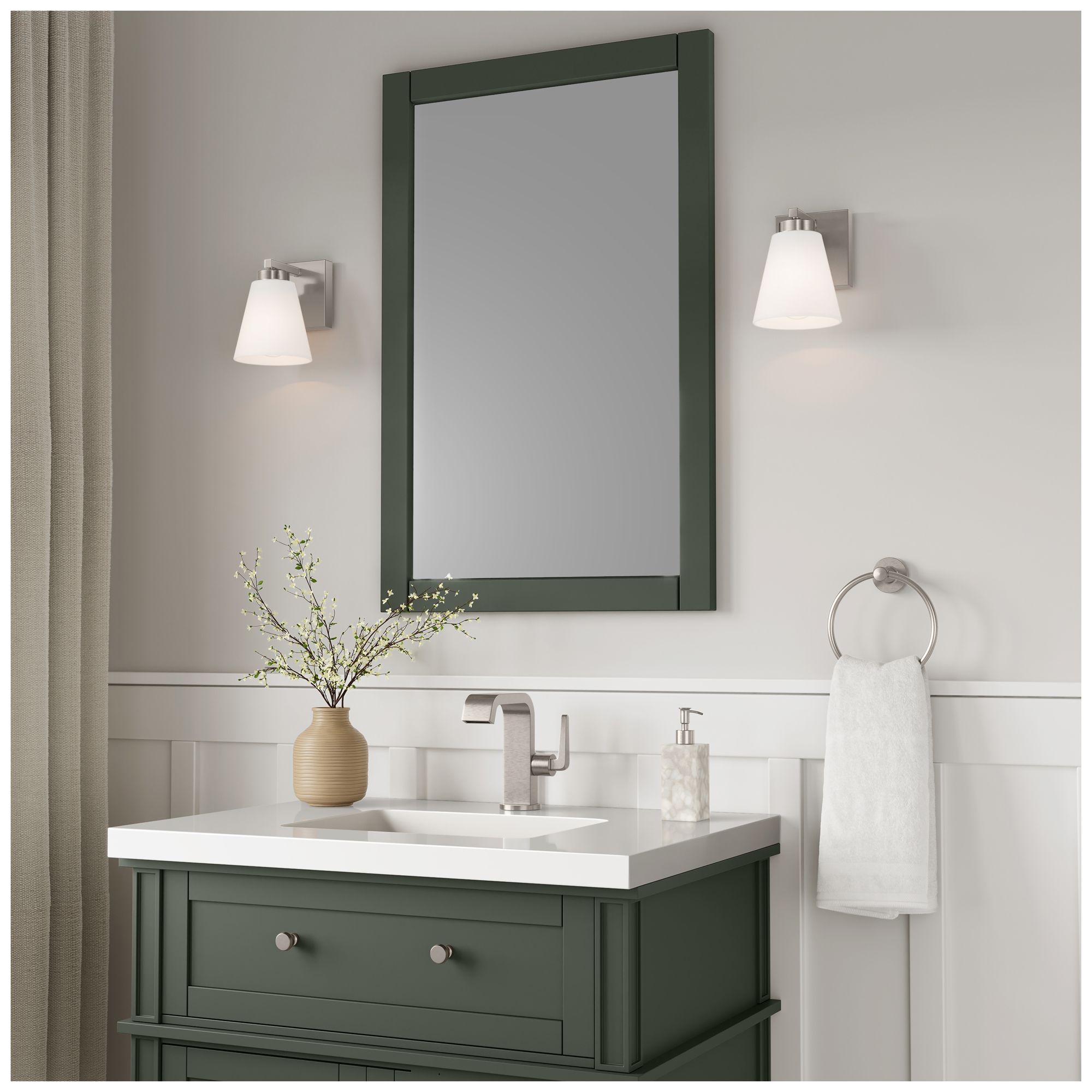 Image 7 Millennium Strayhan 1-Light 5" Brushed Nickel Wall Sconce with Glass Shade more views