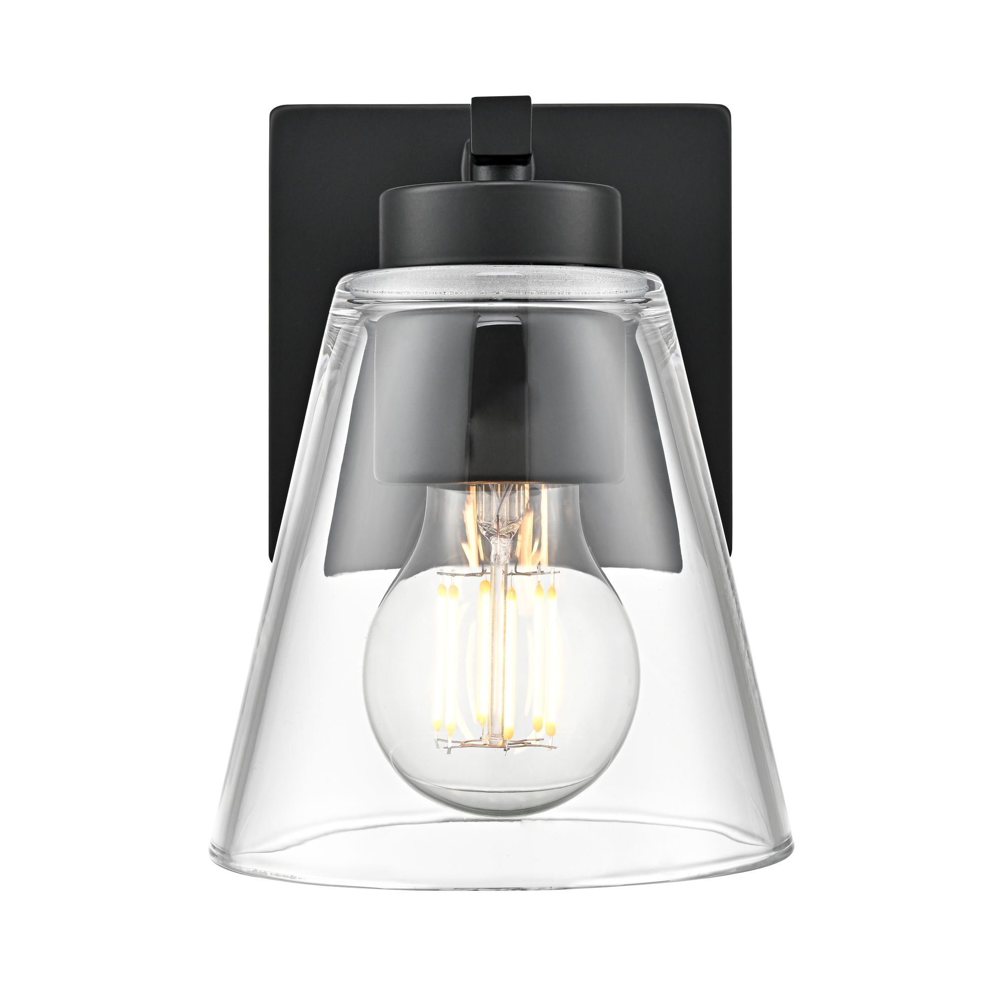 Image 3 Millennium Strayhan 1-Light 5" Matte Black Wall Sconce with Glass Shade more views