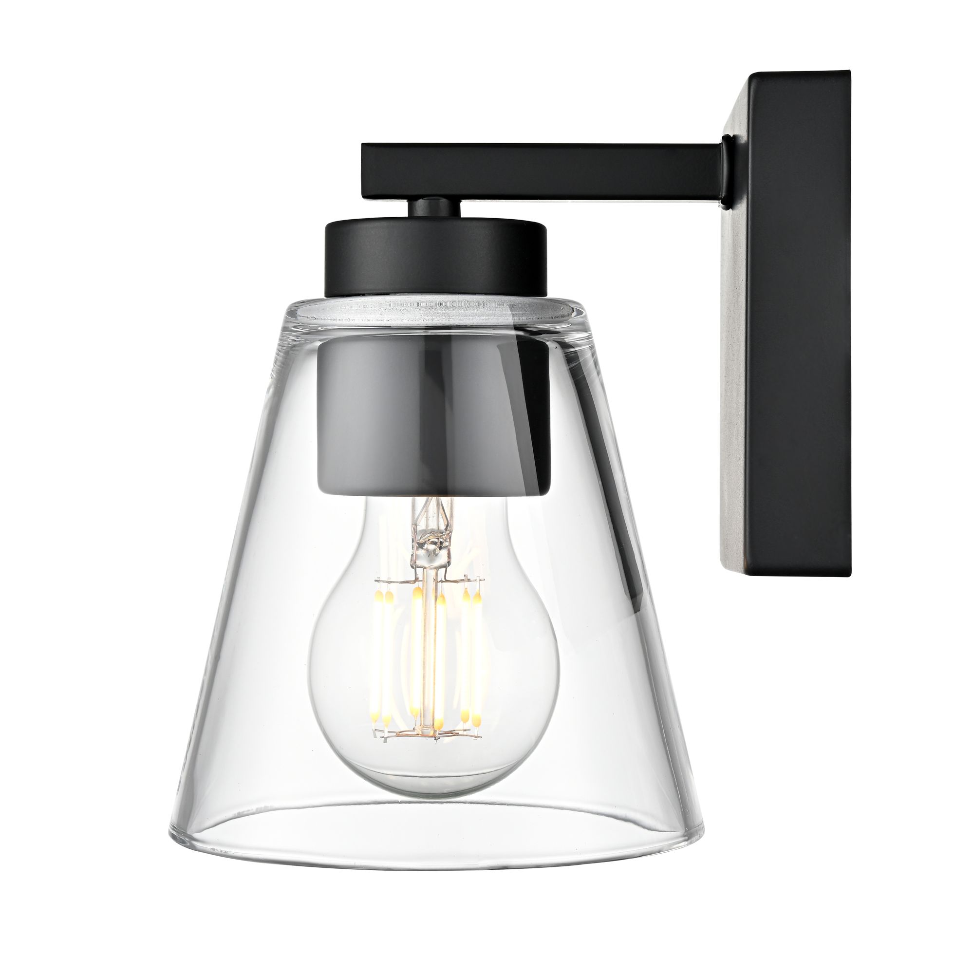 Image 4 Millennium Strayhan 1-Light 5" Matte Black Wall Sconce with Glass Shade more views