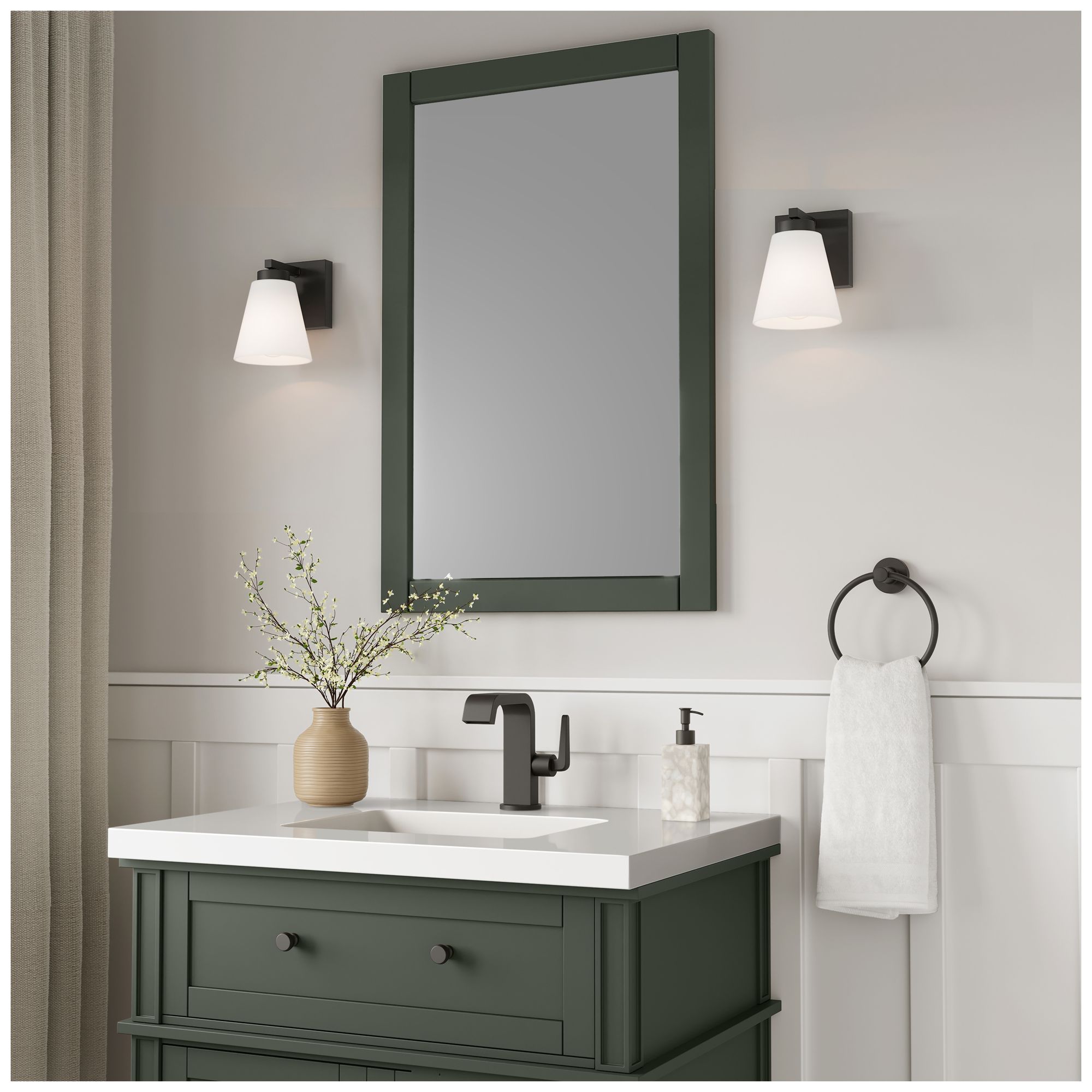 Image 7 Millennium Strayhan 1-Light 5" Matte Black Wall Sconce with Glass Shade more views