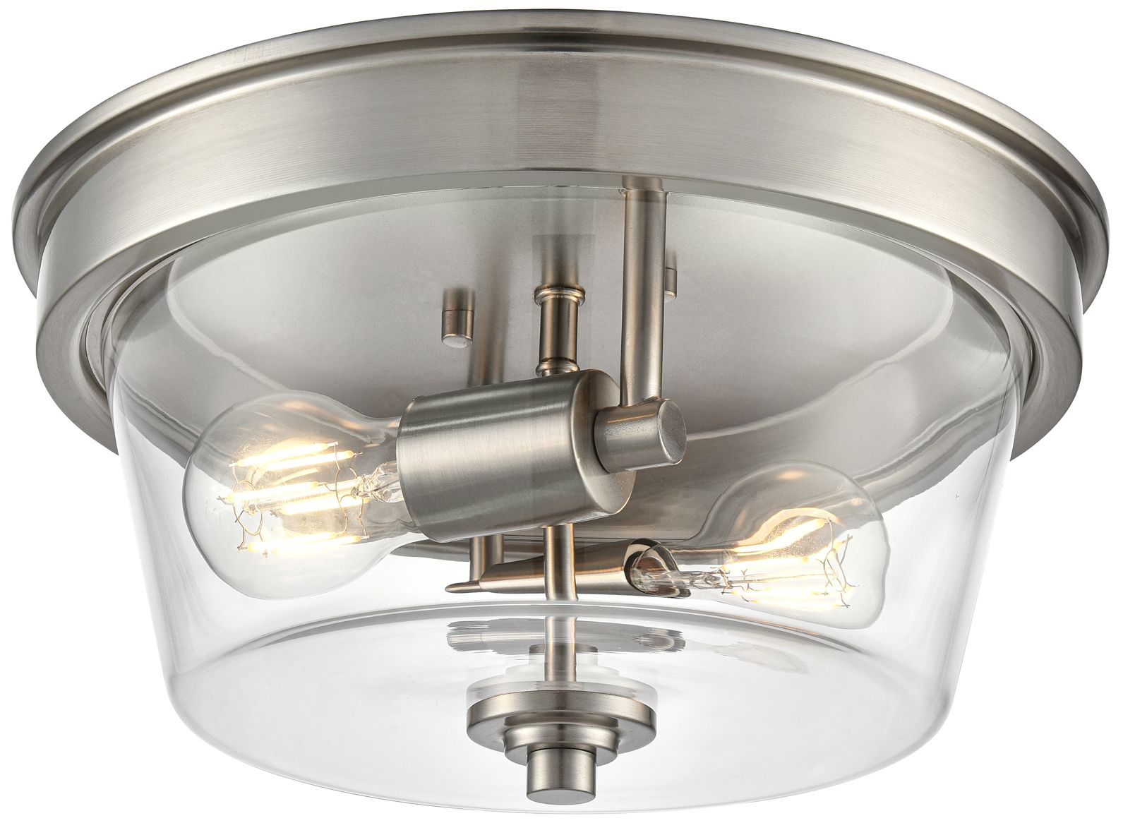 Millennium Strayhan 2-Light 13" Brushed Nickel Flush Mount with Glass