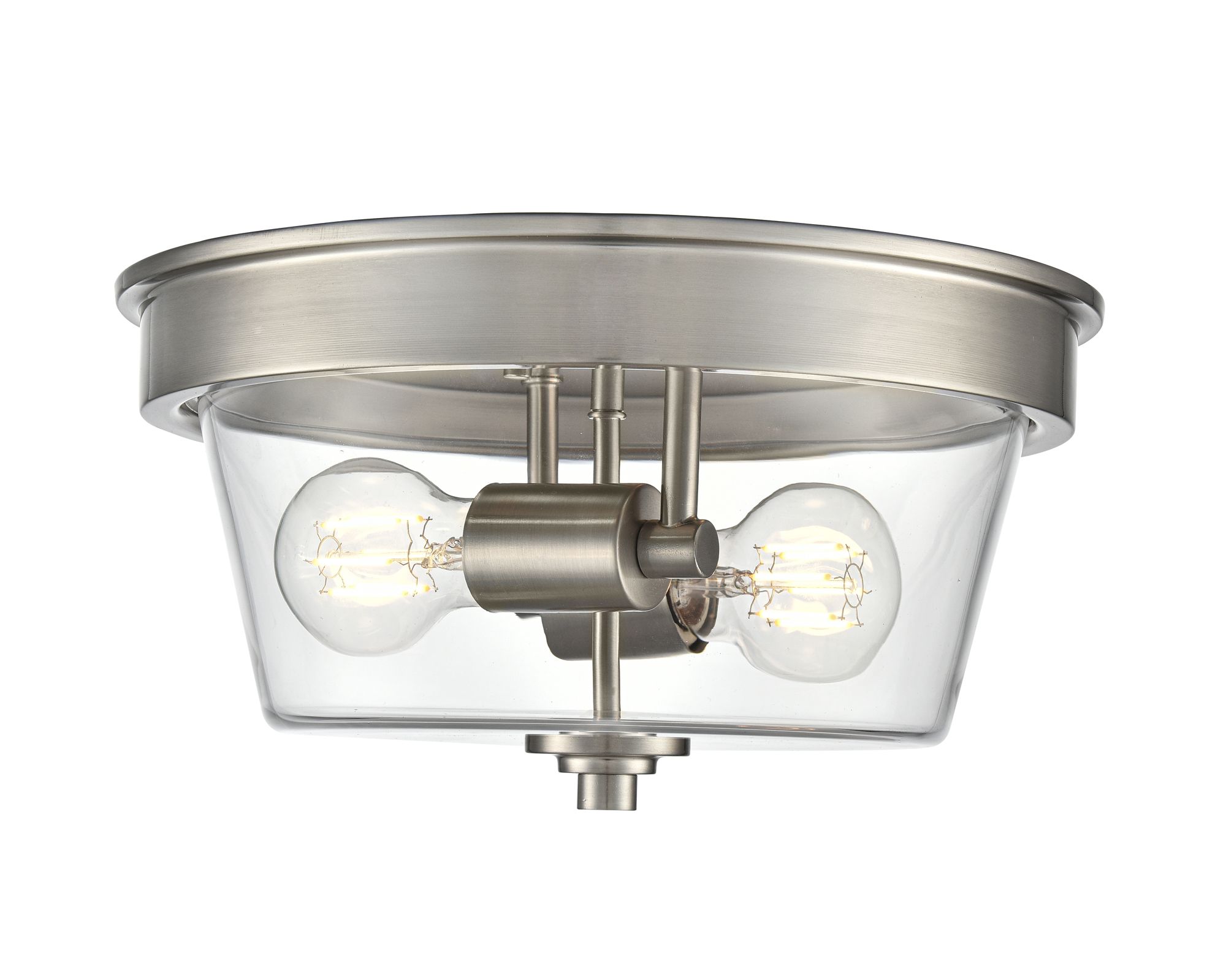 Image 3 Millennium Strayhan 2-Light 13" Brushed Nickel Flush Mount with Glass  more views