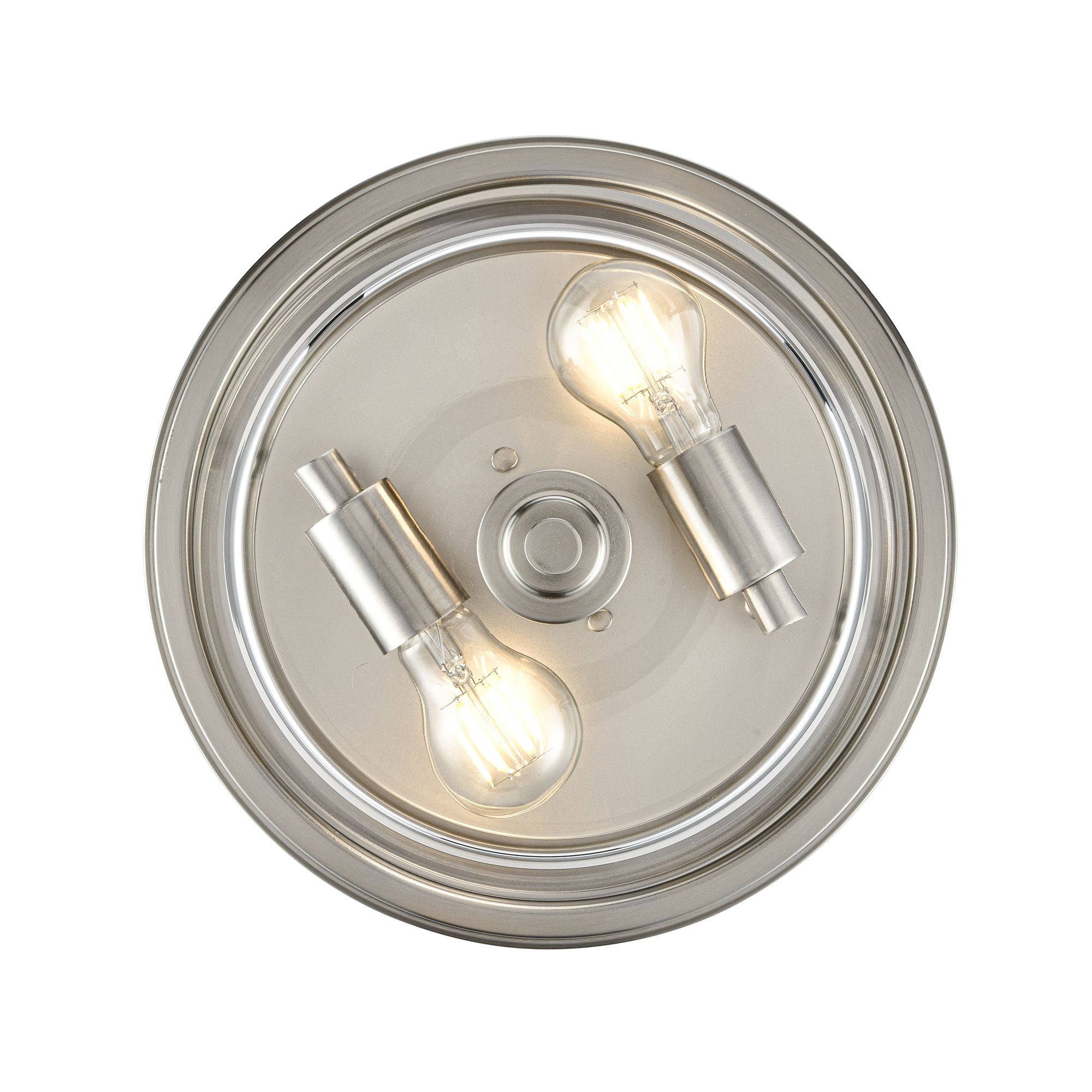 Image 4 Millennium Strayhan 2-Light 13" Brushed Nickel Flush Mount with Glass  more views