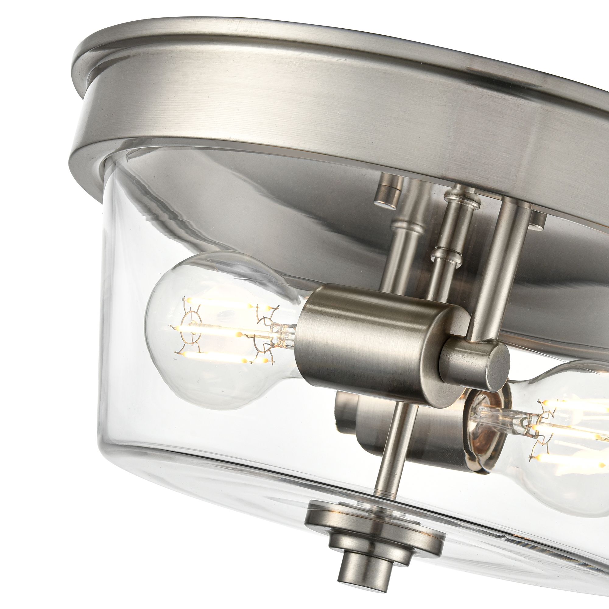 Image 6 Millennium Strayhan 2-Light 13" Brushed Nickel Flush Mount with Glass  more views