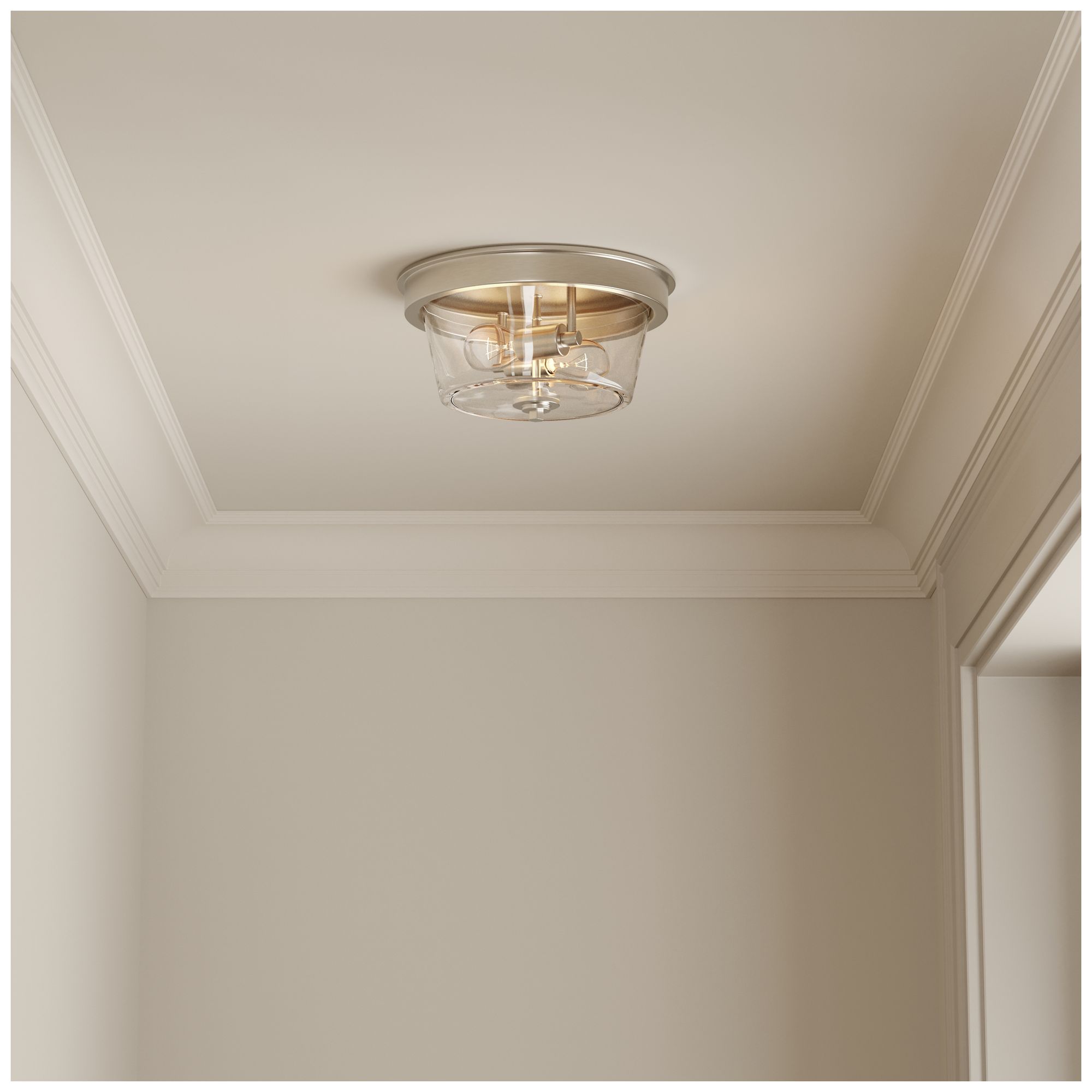 Image 7 Millennium Strayhan 2-Light 13" Brushed Nickel Flush Mount with Glass  more views