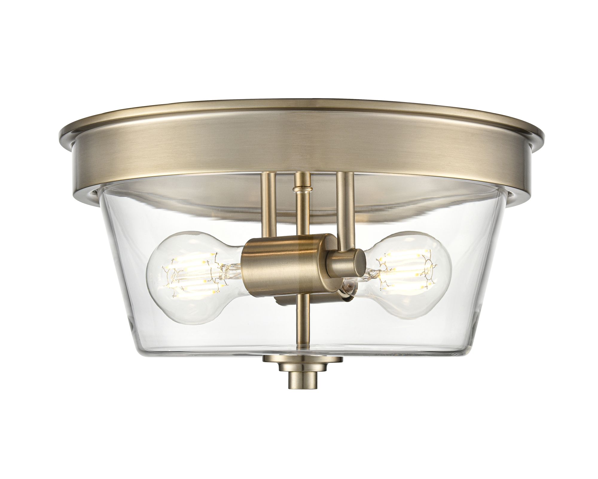 Image 3 Millennium Strayhan 2-Light 13" Modern Gold Flush Mount with Glass Sha more views
