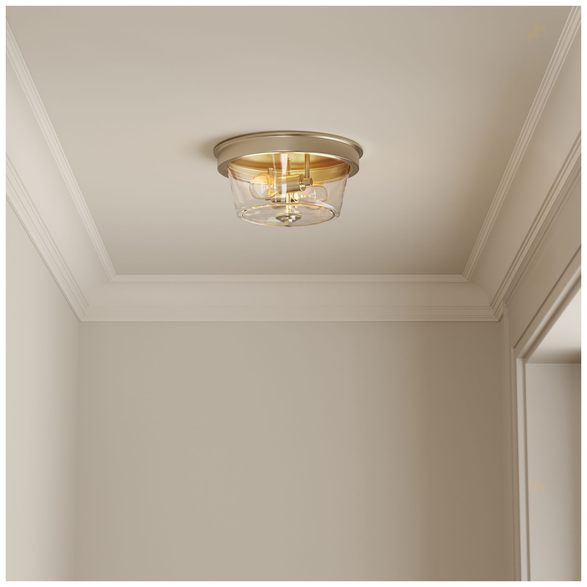 Image 7 Millennium Strayhan 2-Light 13" Modern Gold Flush Mount with Glass Sha more views
