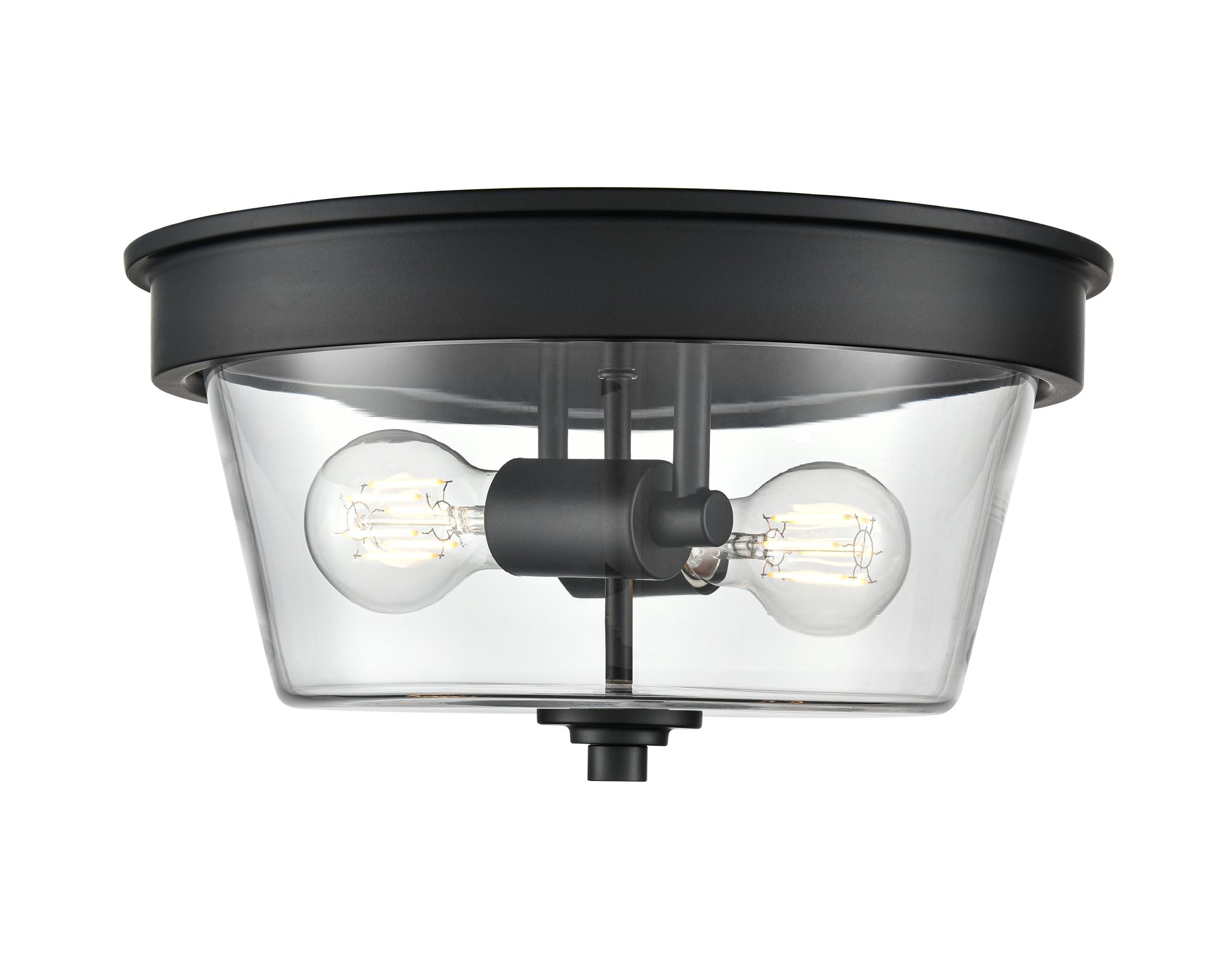 Image 3 Millennium Strayhan 2-Light 13" Matte Black Flush Mount with Glass Shade more views