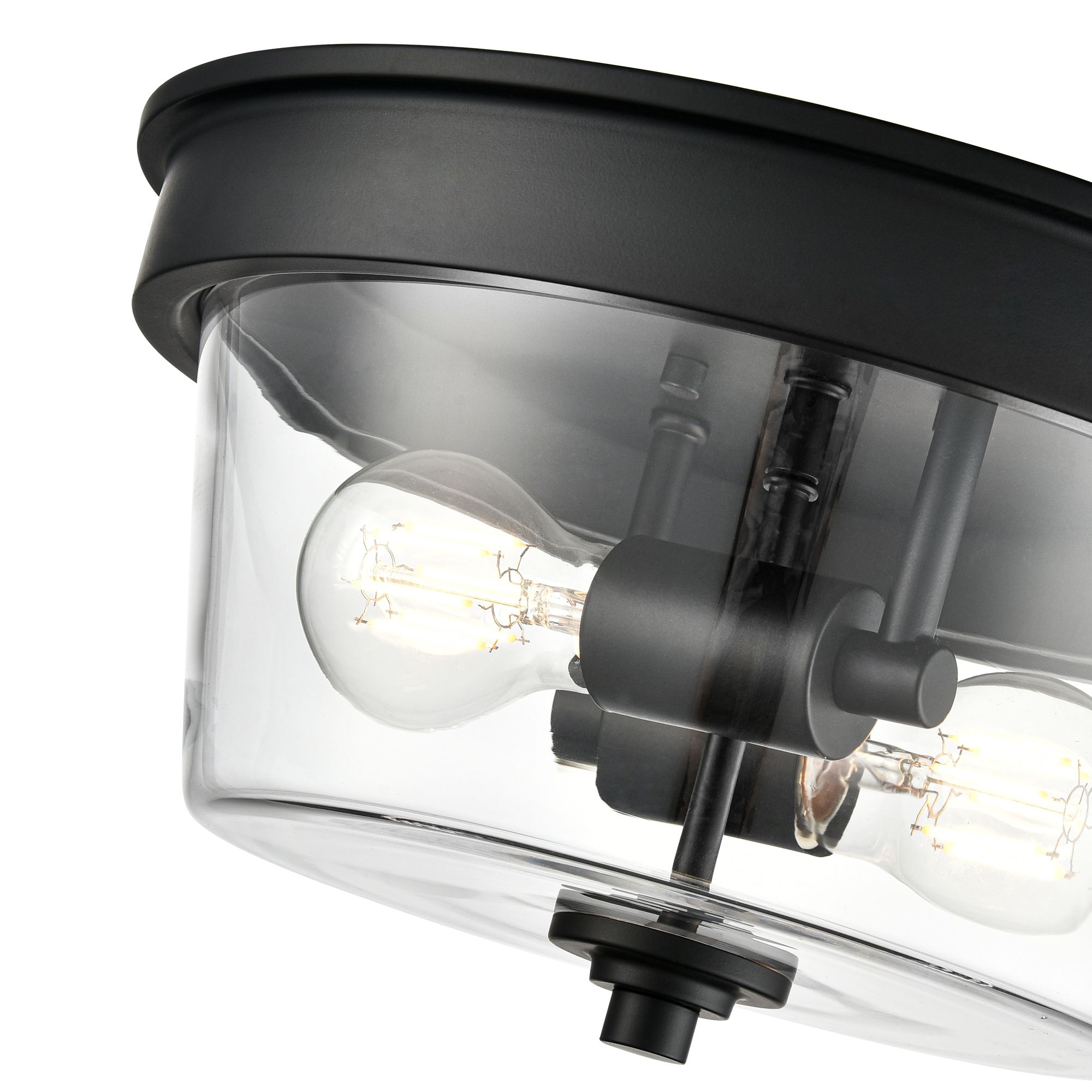 Image 6 Millennium Strayhan 2-Light 13" Matte Black Flush Mount with Glass Shade more views