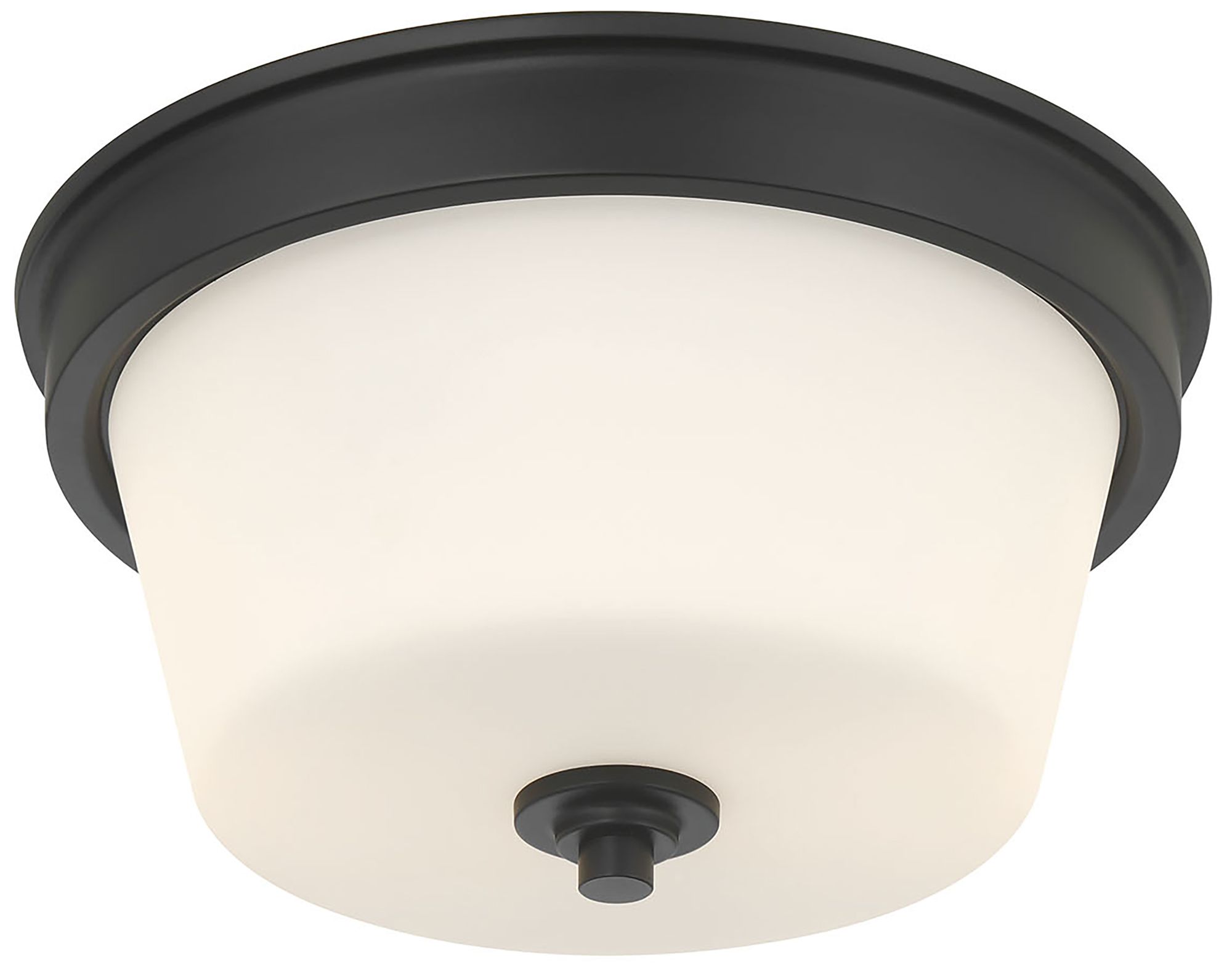 Millennium Strayhan 2-Light 13" Matte Black Flush Mount with Glass Shade