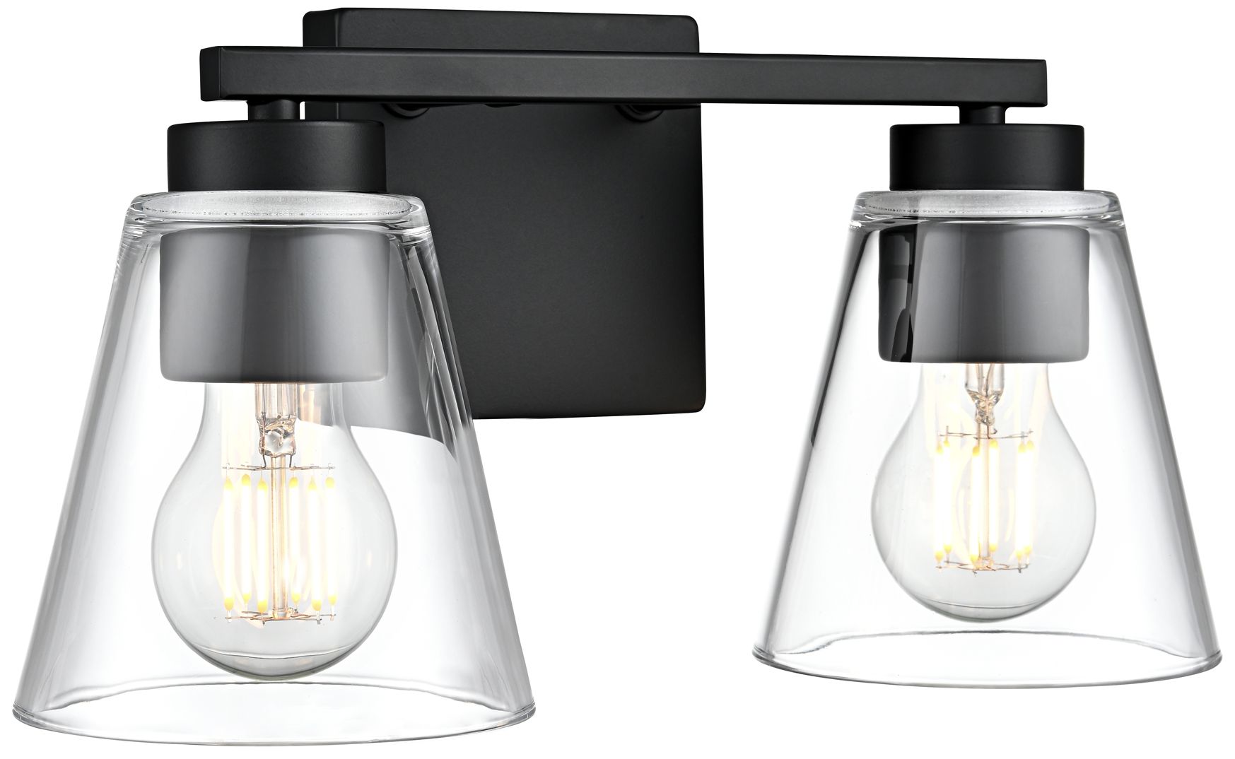 Millennium Strayhan 2-Light 13" Matte Black Vanity Light with Glass Shade