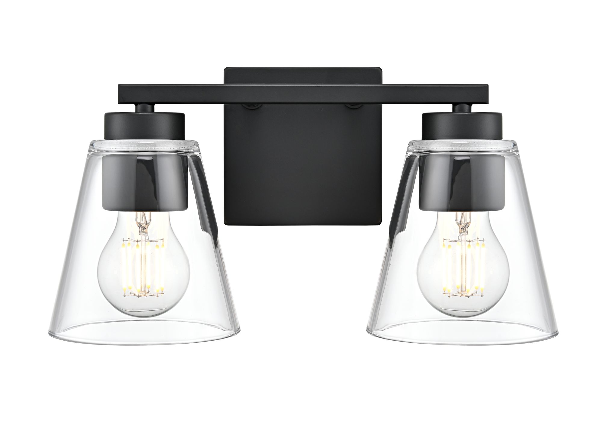 Image 3 Millennium Strayhan 2-Light 13" Matte Black Vanity Light with Glass Shade more views