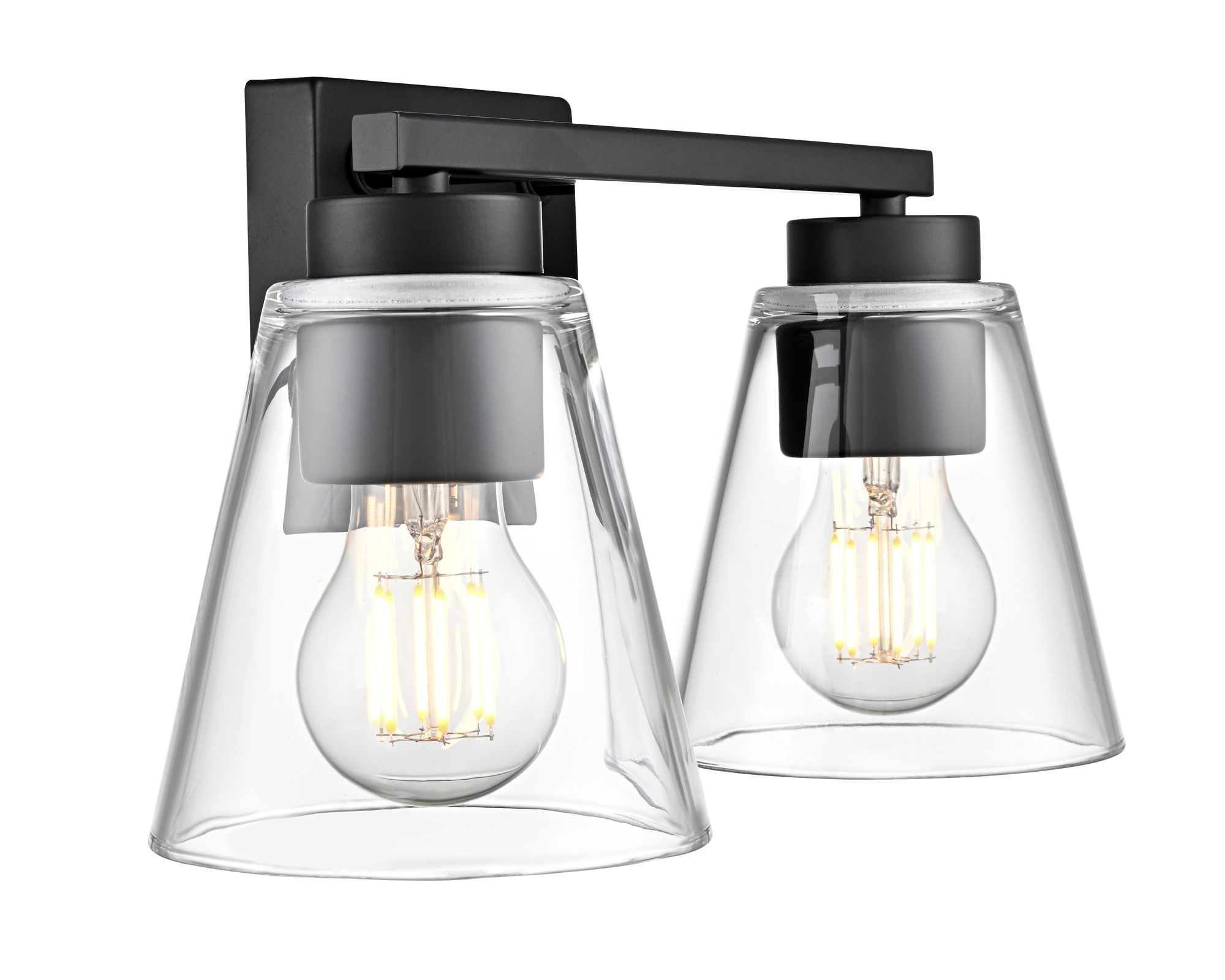 Image 6 Millennium Strayhan 2-Light 13" Matte Black Vanity Light with Glass Shade more views
