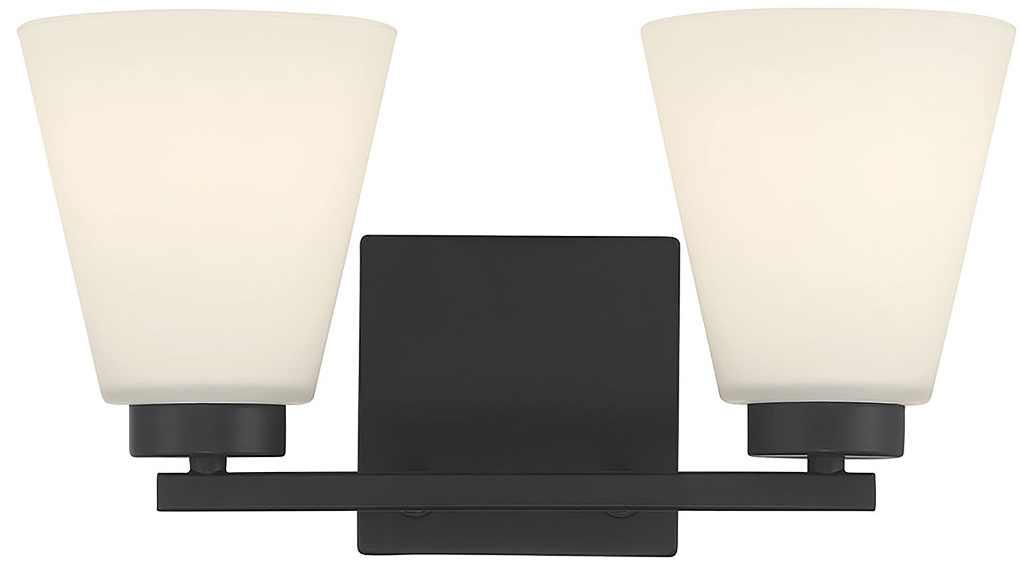 Image 5 Millennium Strayhan 2-Light 13" Matte Black Vanity Light with Glass Shade more views