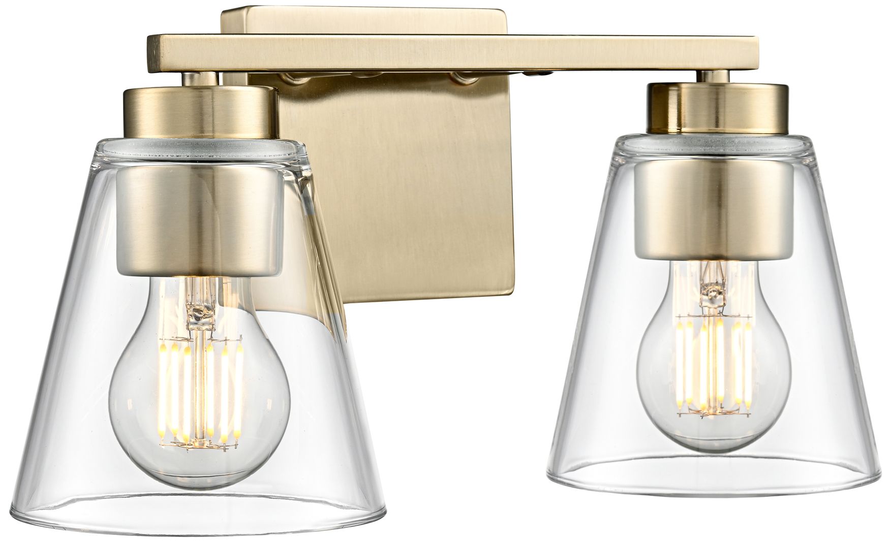 Millennium Strayhan 2-Light 13" Modern Gold Vanity Light with Glass Shade
