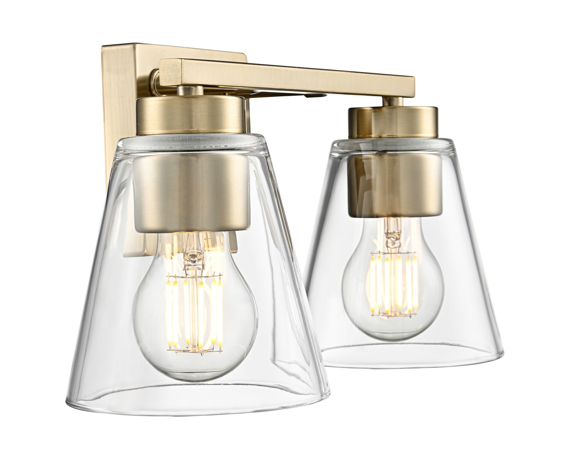 Image 3 Millennium Strayhan 2-Light 13" Modern Gold Vanity Light with Glass Shade more views