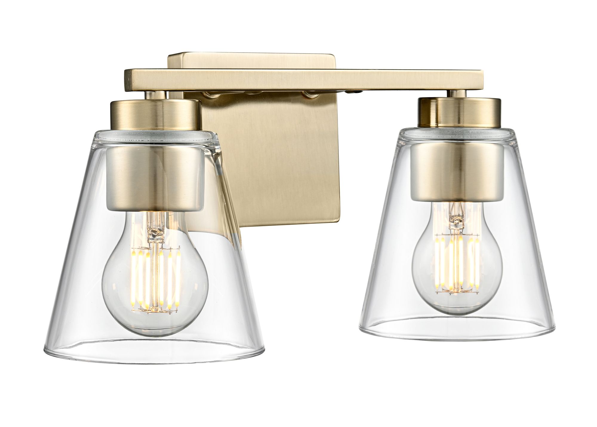 Image 4 Millennium Strayhan 2-Light 13" Modern Gold Vanity Light with Glass Shade more views
