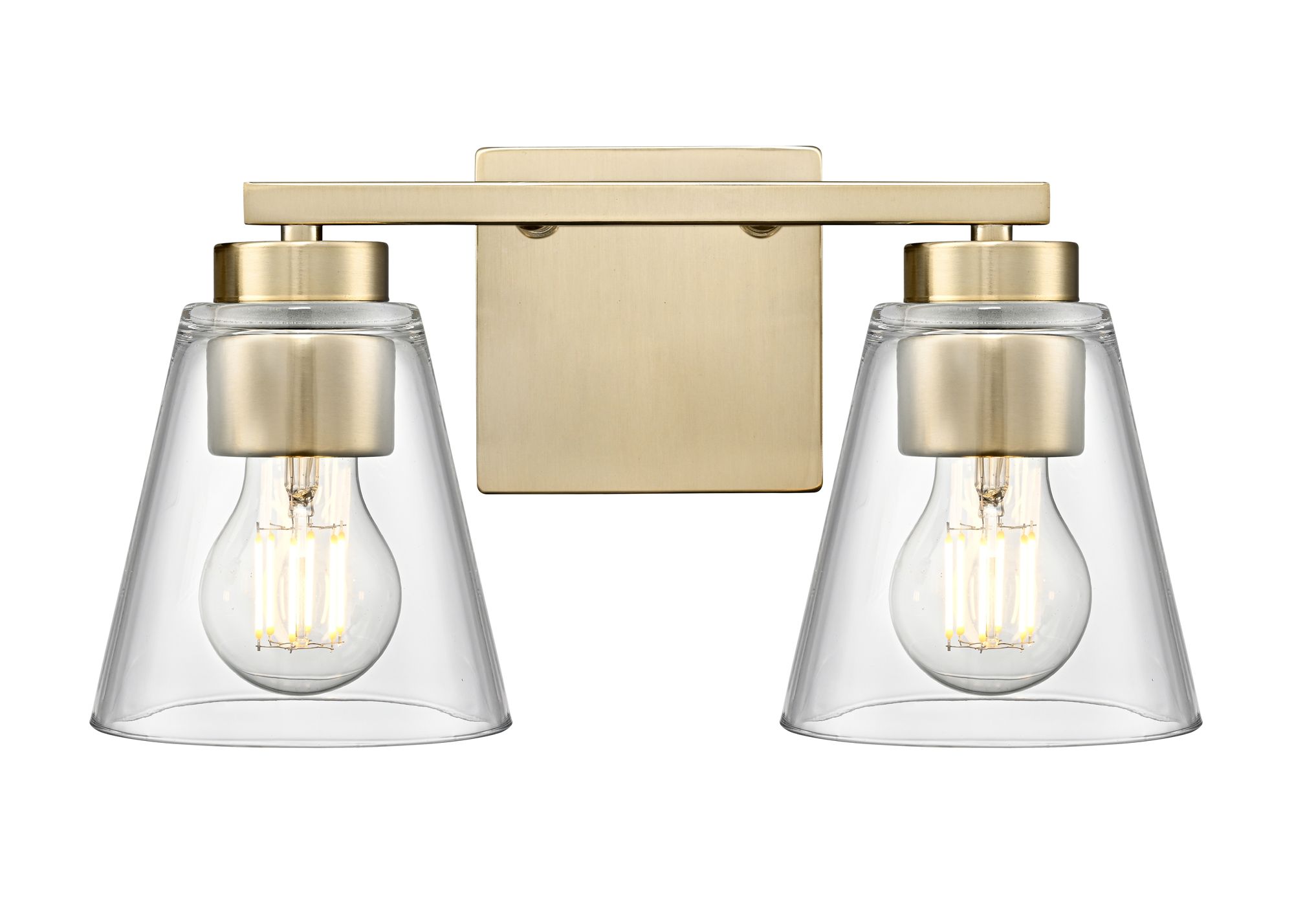 Image 5 Millennium Strayhan 2-Light 13" Modern Gold Vanity Light with Glass Shade more views