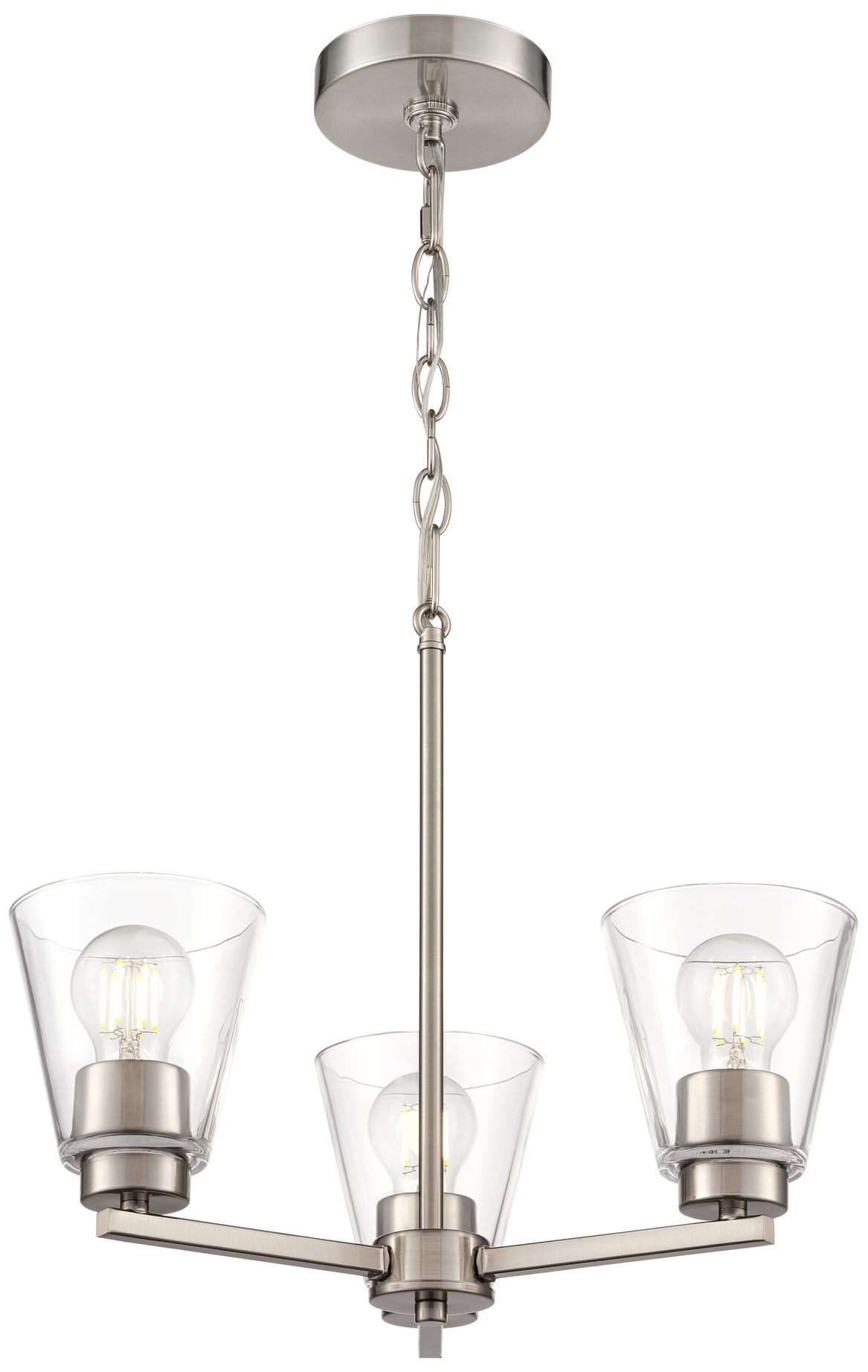 Millennium Strayhan 3-Light 18" Brushed Nickel Chandelier with Glass Shade
