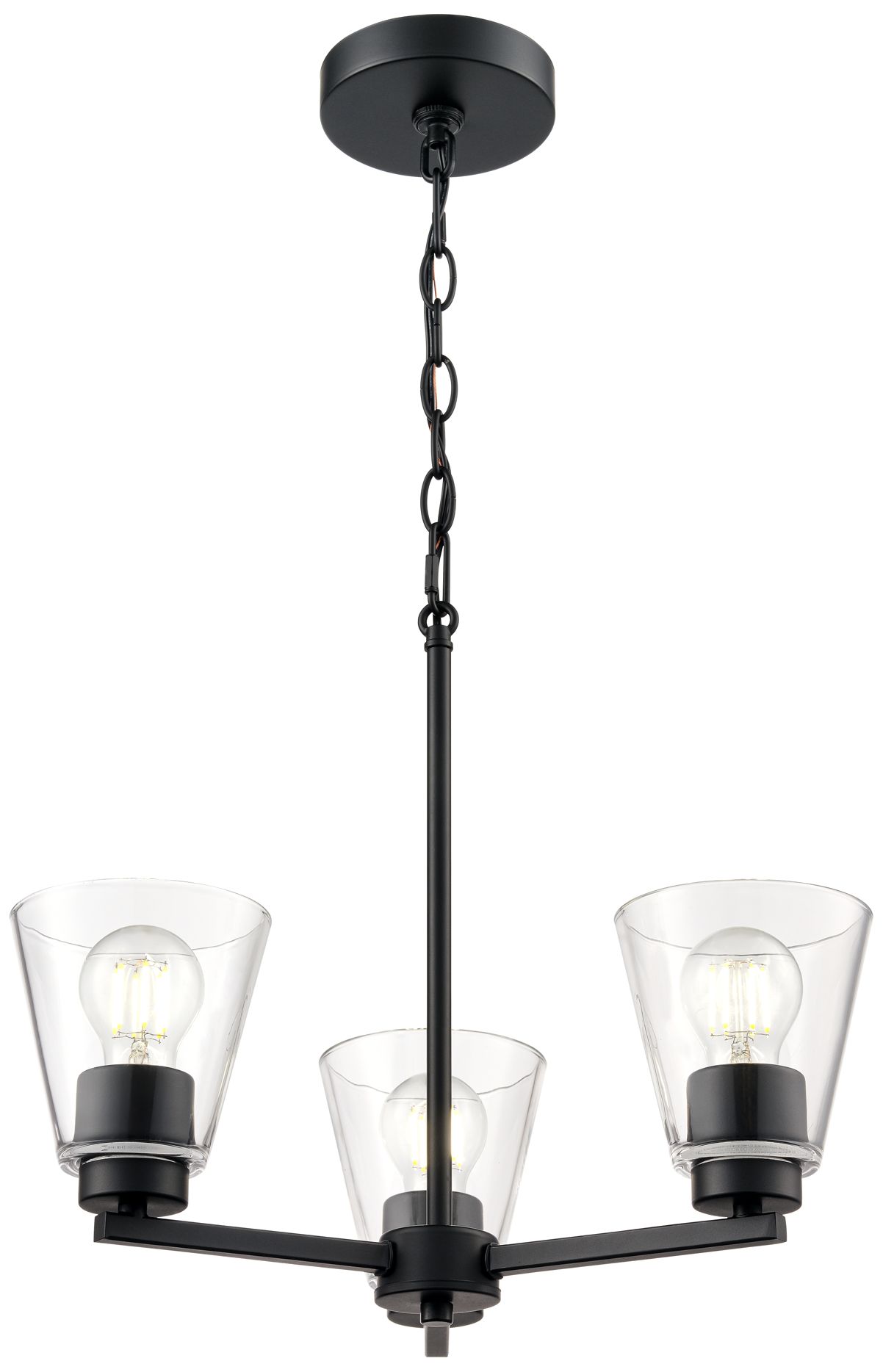 Millennium Strayhan 3-Light 18" Matte Black Chandelier with Glass Shade