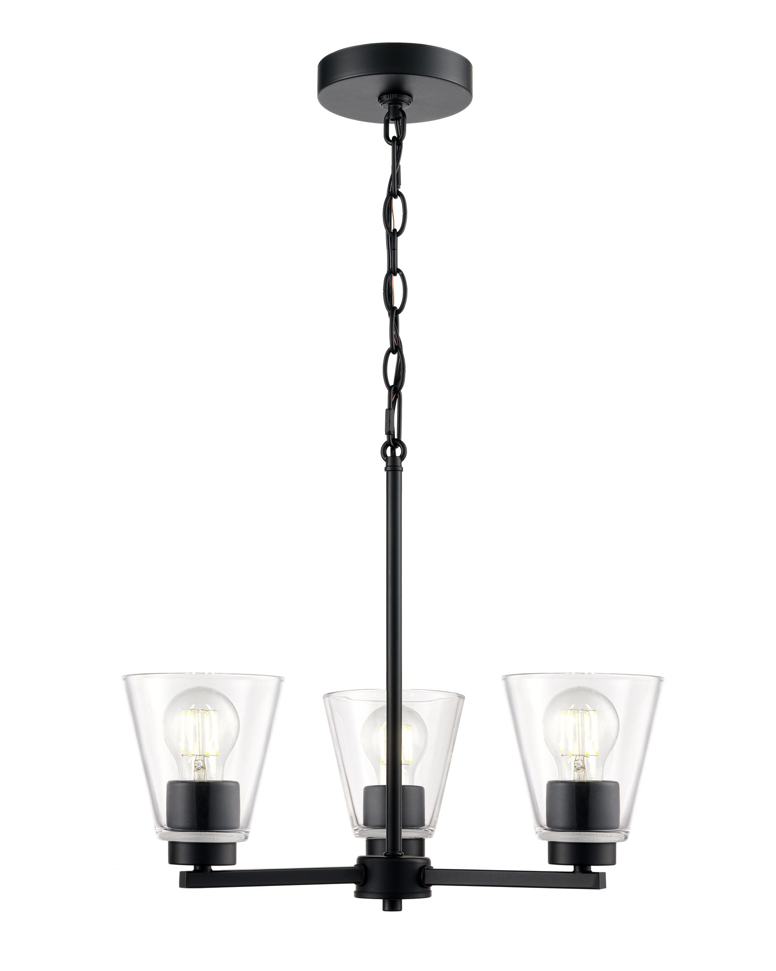 Image 2 Millennium Strayhan 3-Light 18" Matte Black Chandelier with Glass Shade more views