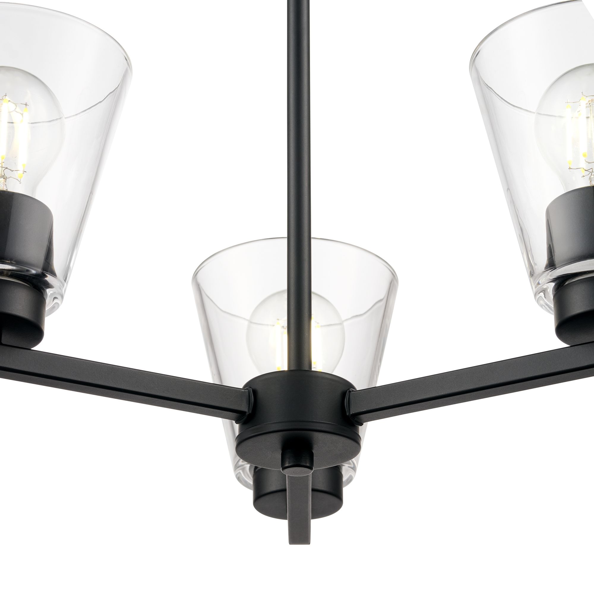 Image 3 Millennium Strayhan 3-Light 18" Matte Black Chandelier with Glass Shade more views