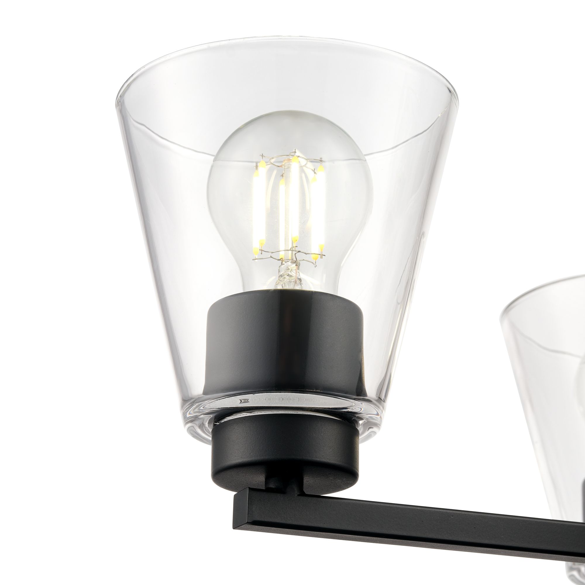 Image 4 Millennium Strayhan 3-Light 18" Matte Black Chandelier with Glass Shade more views