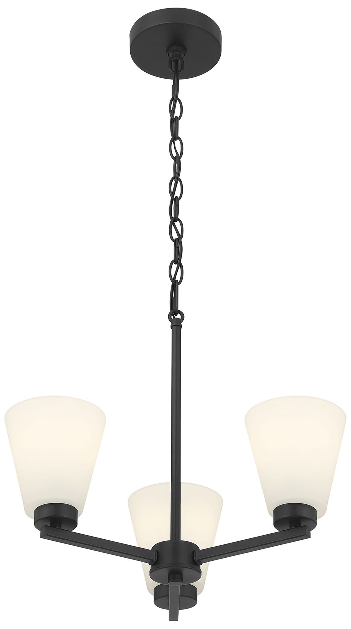 Millennium Strayhan 3-Light 18" Matte Black Chandelier with Glass Shade
