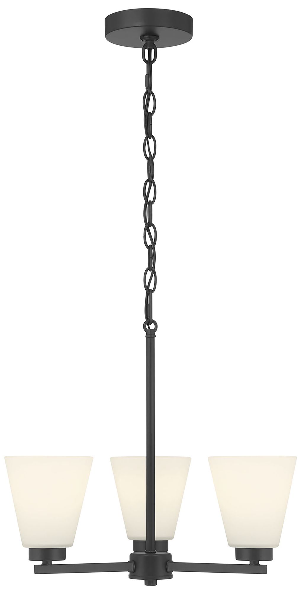 Image 3 Millennium Strayhan 3-Light 18" Matte Black Chandelier with Glass Shade more views