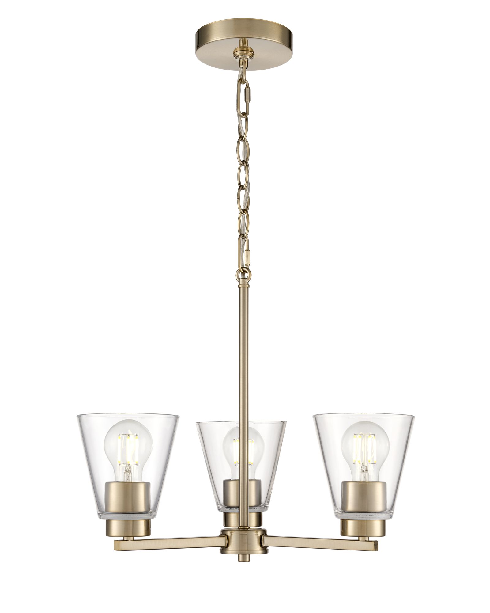 Image 2 Millennium Strayhan 3-Light 18" Modern Gold Chandelier with Glass Shade more views