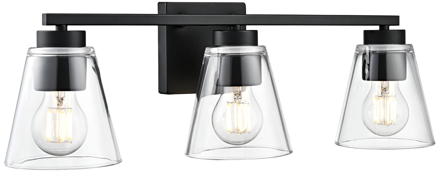 Millennium Strayhan 3-Light 22" Matte Black Vanity Light with Glass Shade