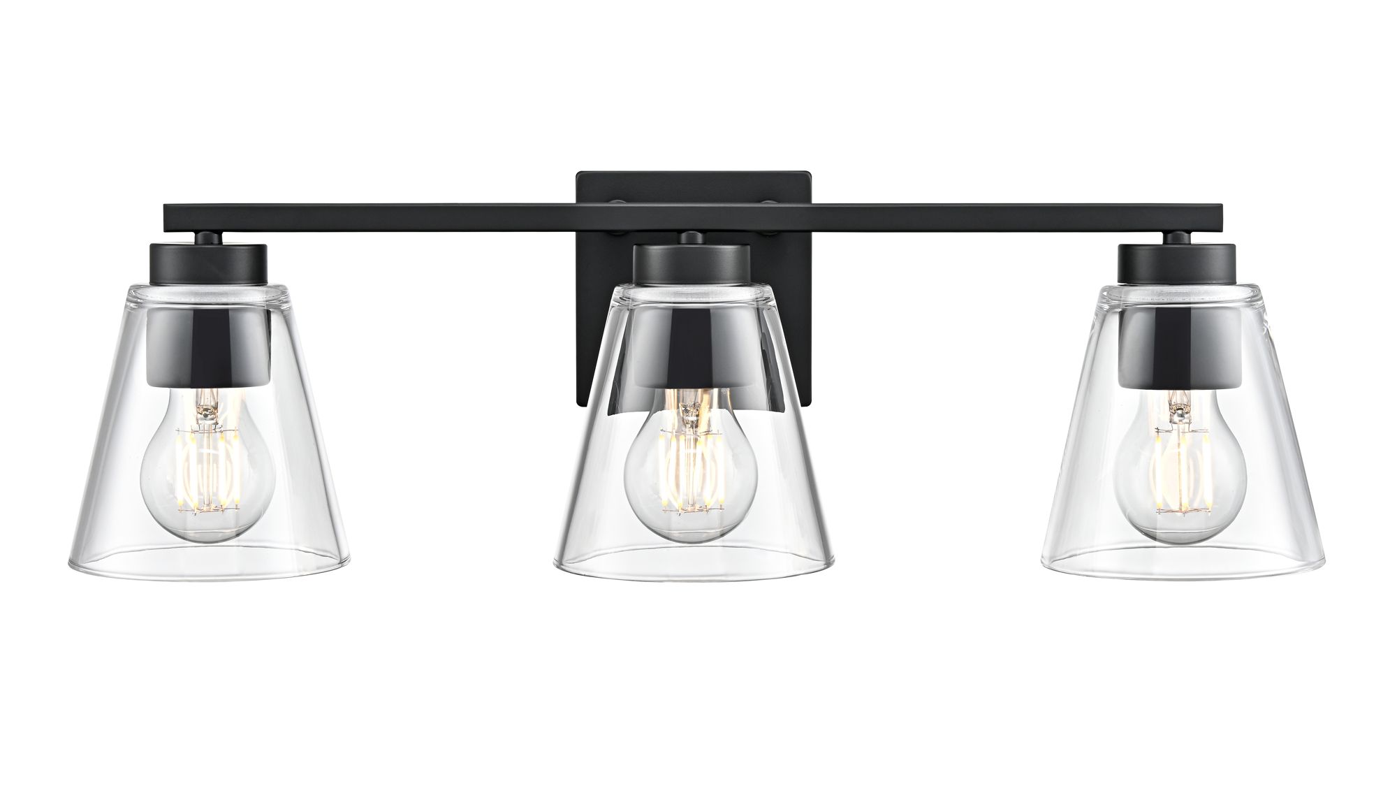 Image 3 Millennium Strayhan 3-Light 22" Matte Black Vanity Light with Glass Shade more views