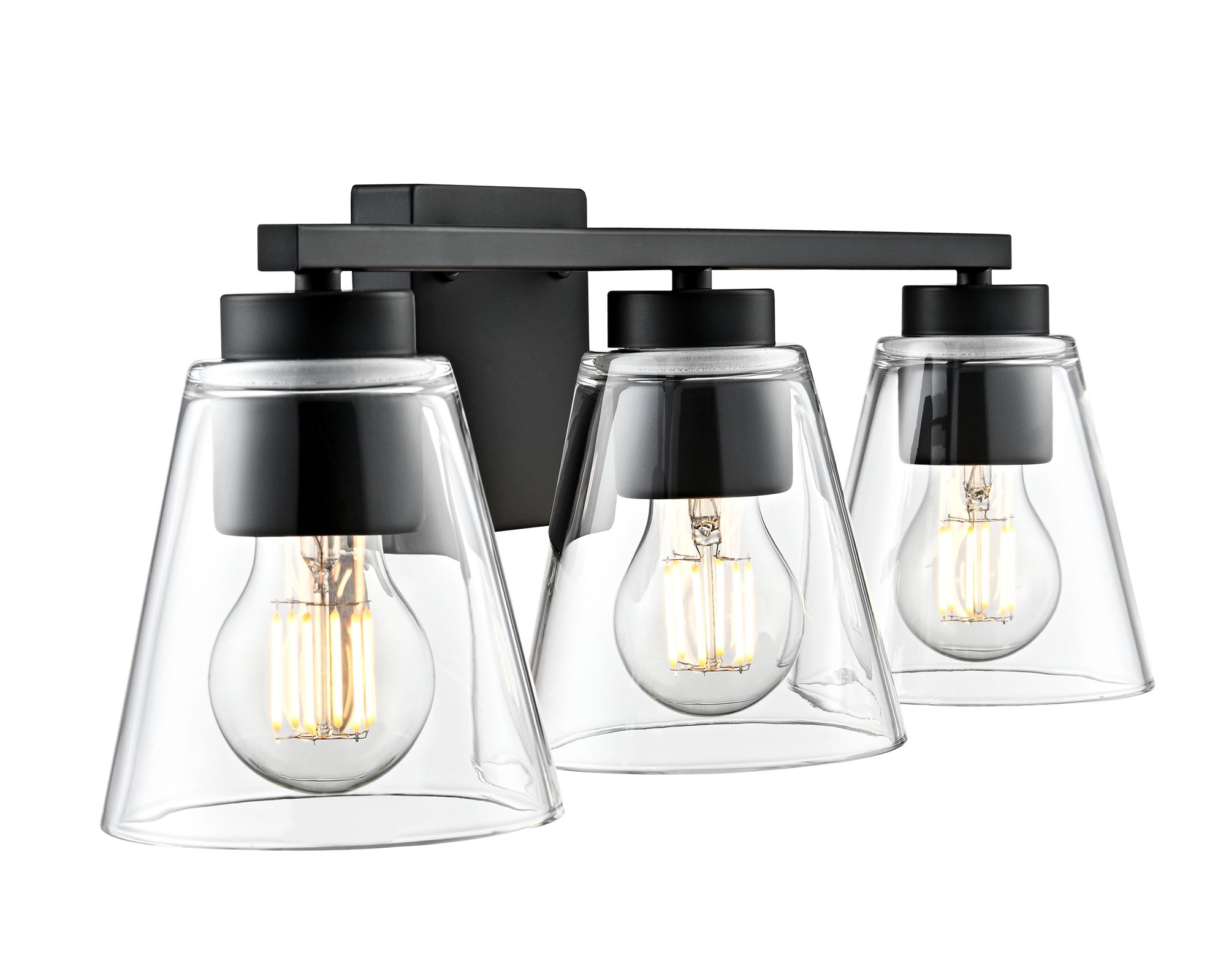 Image 5 Millennium Strayhan 3-Light 22" Matte Black Vanity Light with Glass Shade more views