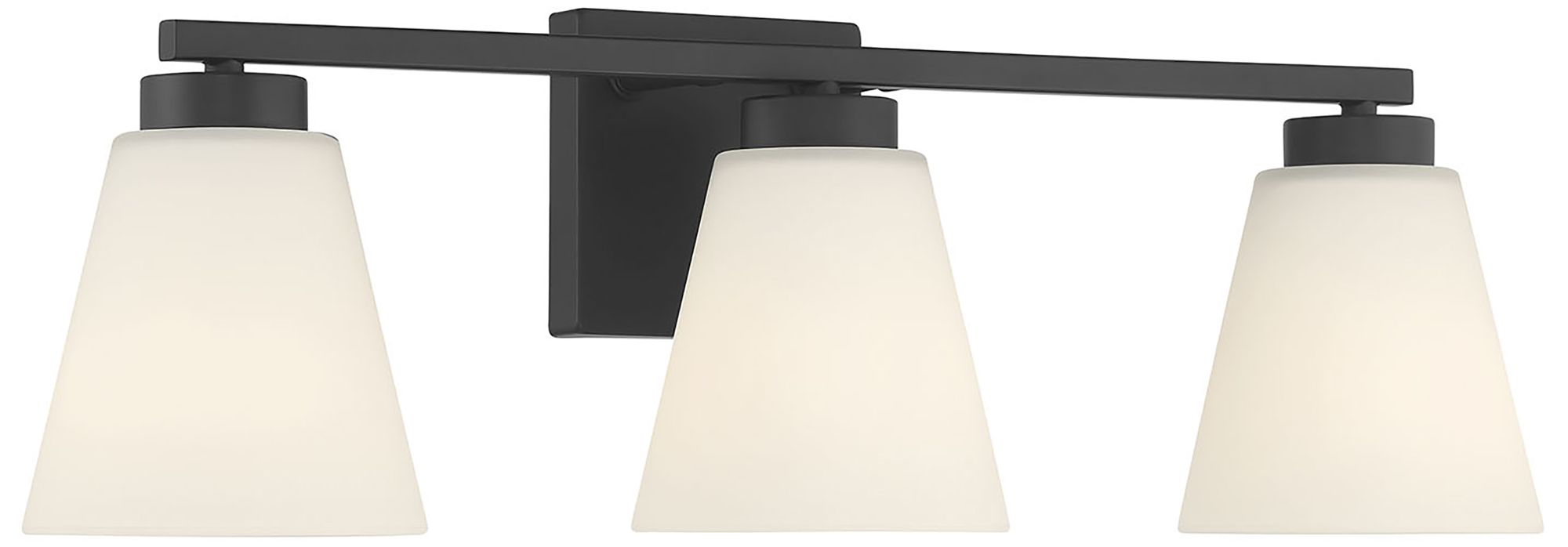 Millennium Strayhan 3-Light 22" Matte Black Vanity Light with Glass Shade